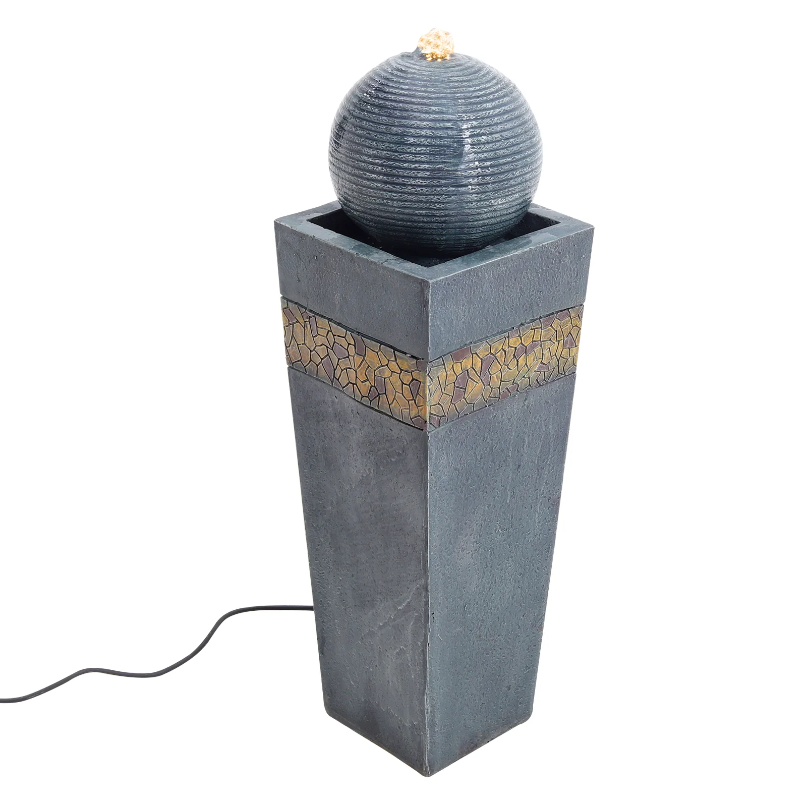 Garden Sanctuary Modern Style Trapezoidal Water Polo Fountain with Warm Light Outdoor - Image 5