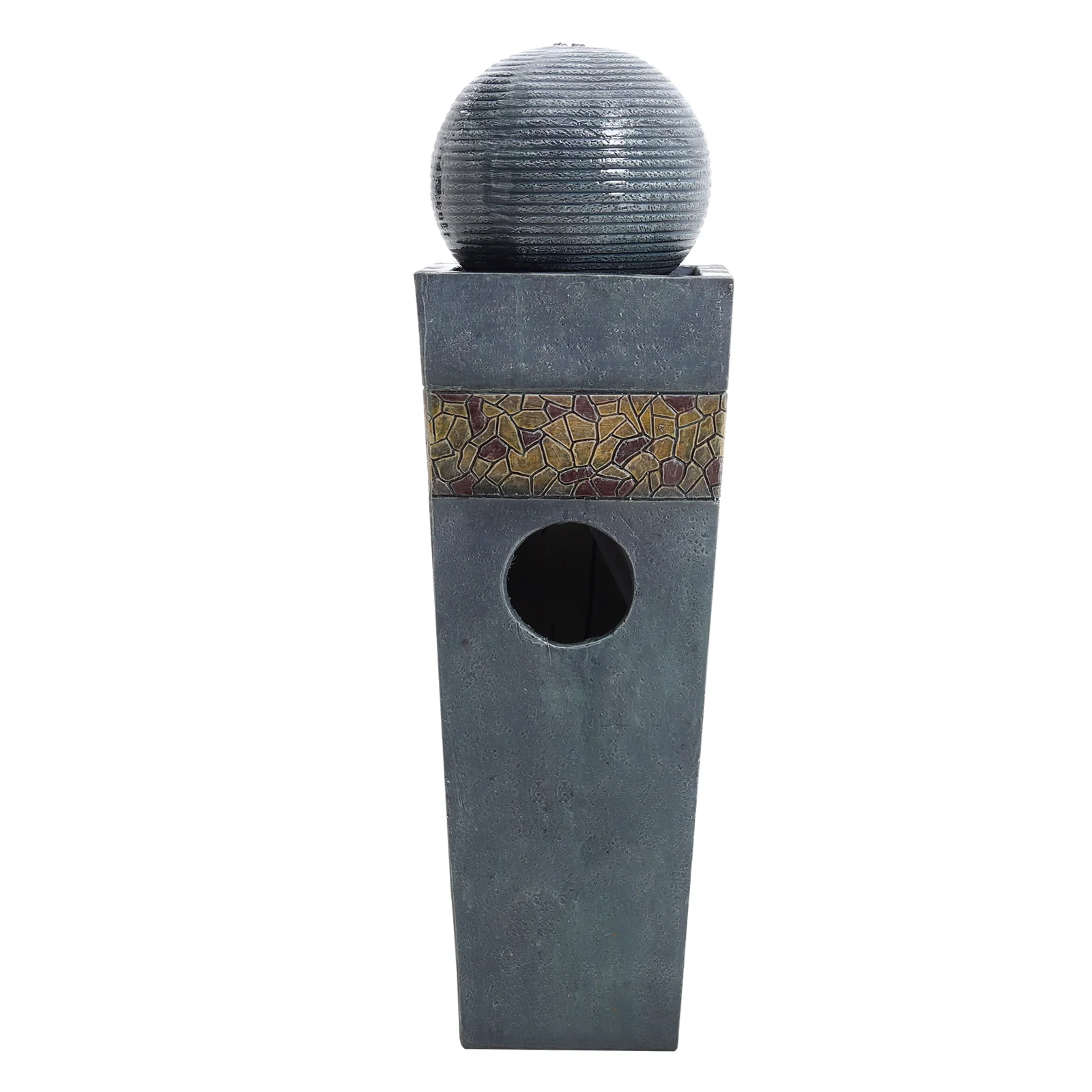 Garden Sanctuary Modern Style Trapezoidal Water Polo Fountain with Warm Light Outdoor - Image 6