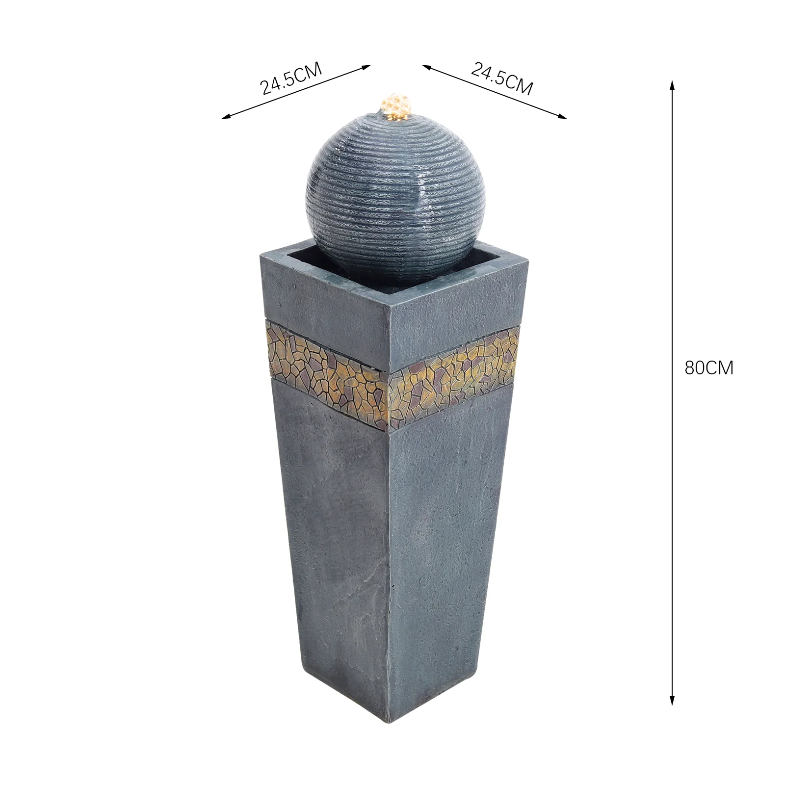 Garden Sanctuary Modern Style Trapezoidal Water Polo Fountain with Warm Light Outdoor - Image 8