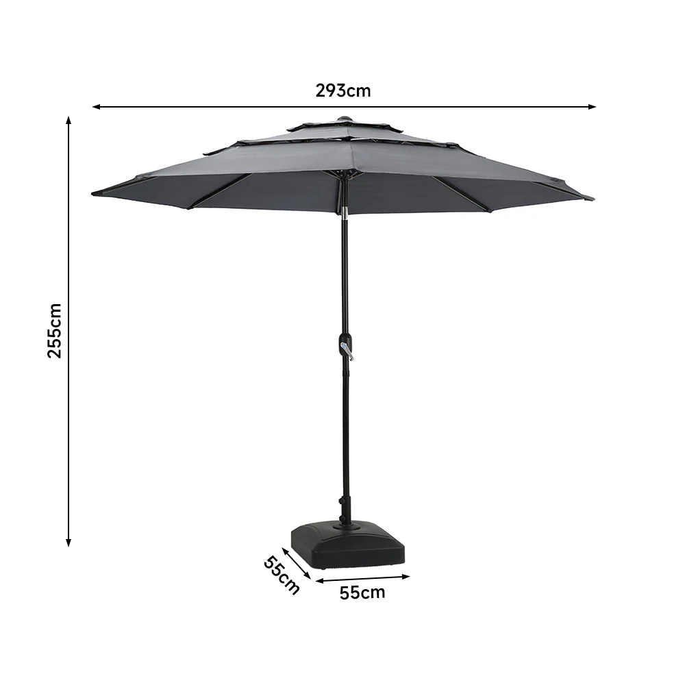 Garden Sanctuary Outdoor 3-Tier Umbrella with HDPE Parasol Base - Image 6