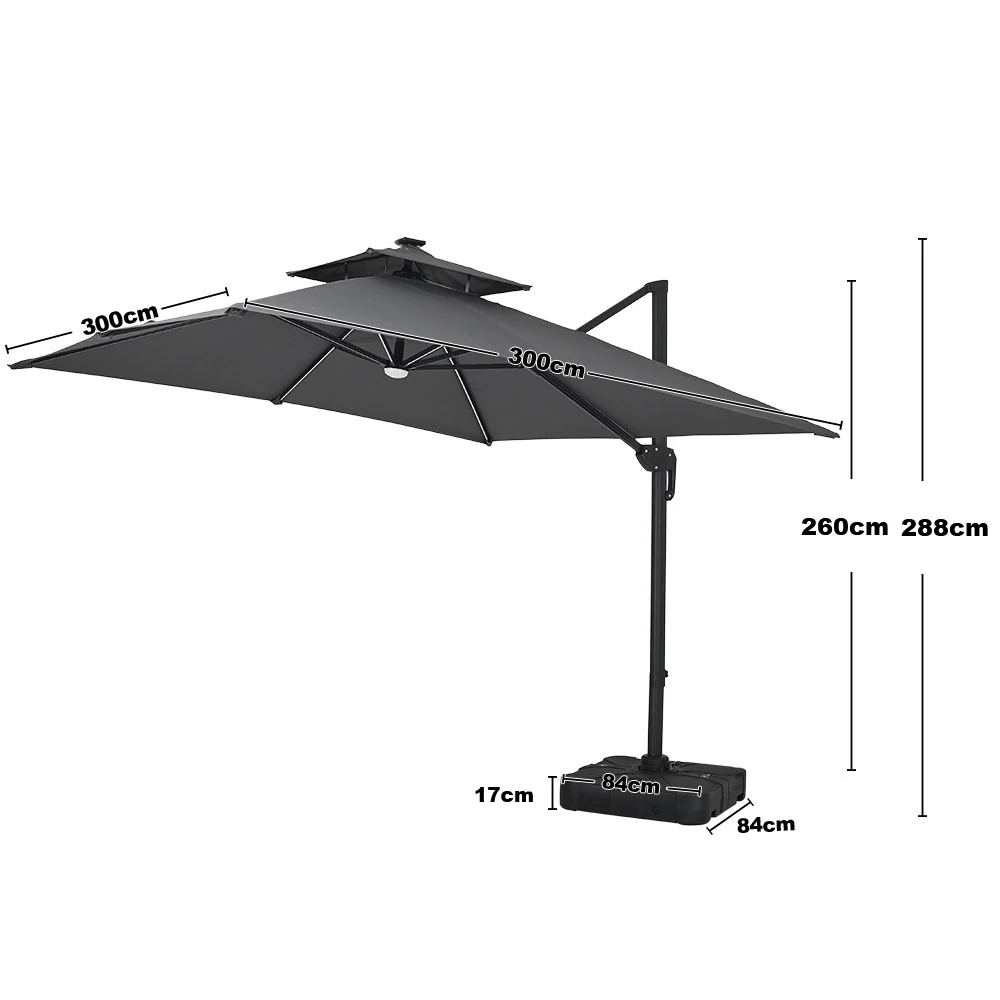 Garden Sanctuary Outdoor Large 3M LED Cantilever Parasol - Image 9