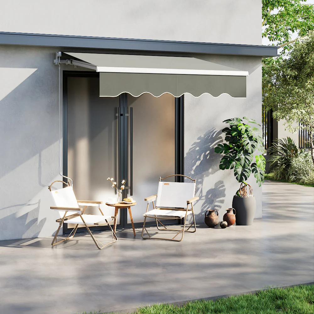 Garden Sanctuary Outdoor Retractable Patio Awning For Window And Door Grey