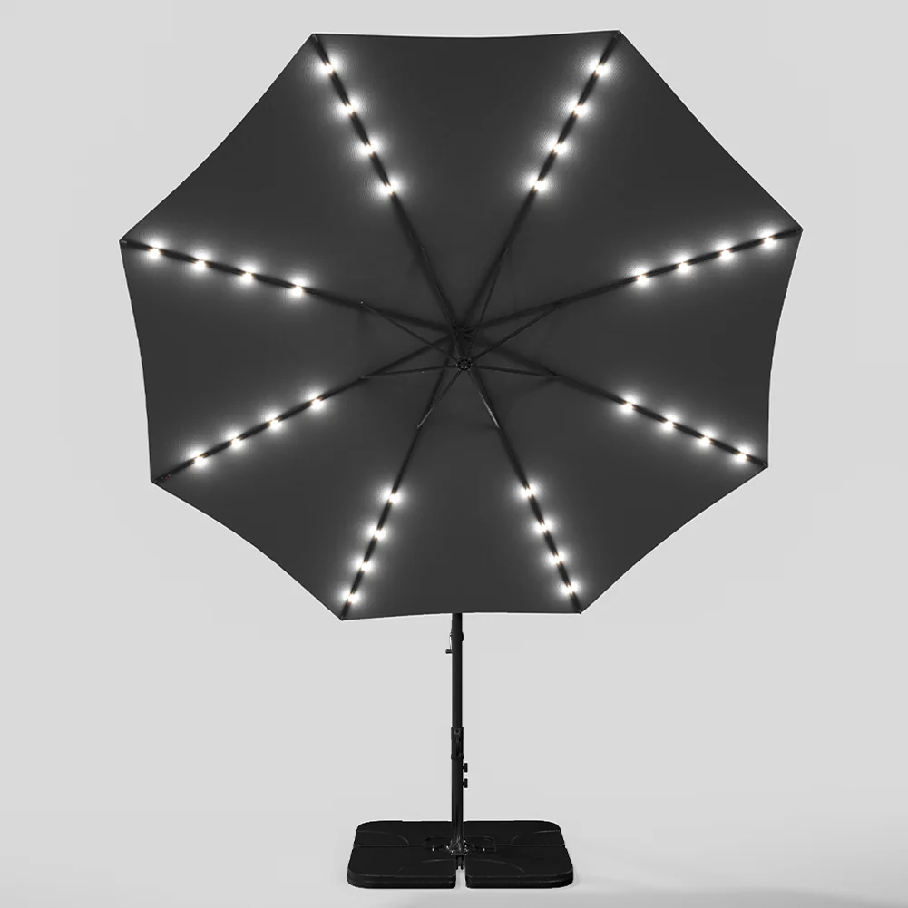 Garden Sanctuary Square Cantilever Parasol With Solar Light And HDPE Parasol Base - Image 4