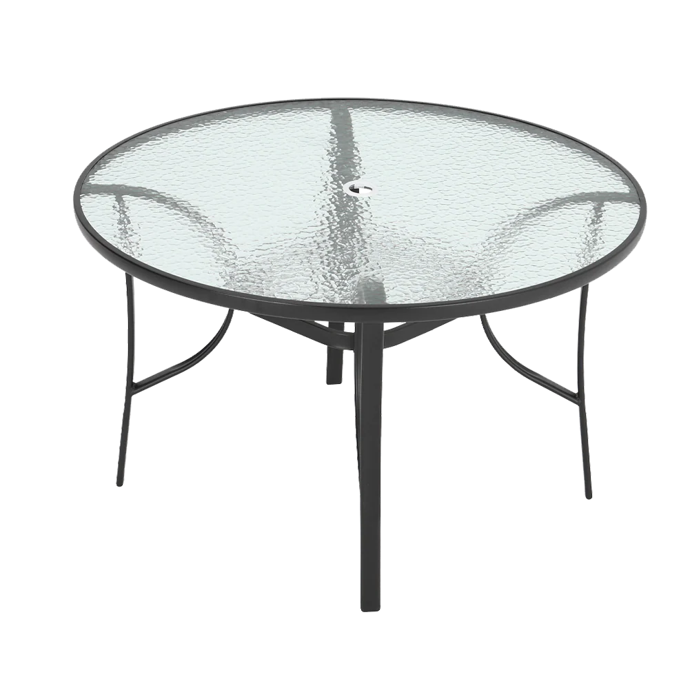 Garden Sanctuary Tempered Glass Outdoor Coffee Table with Parasol Hole - Image 3
