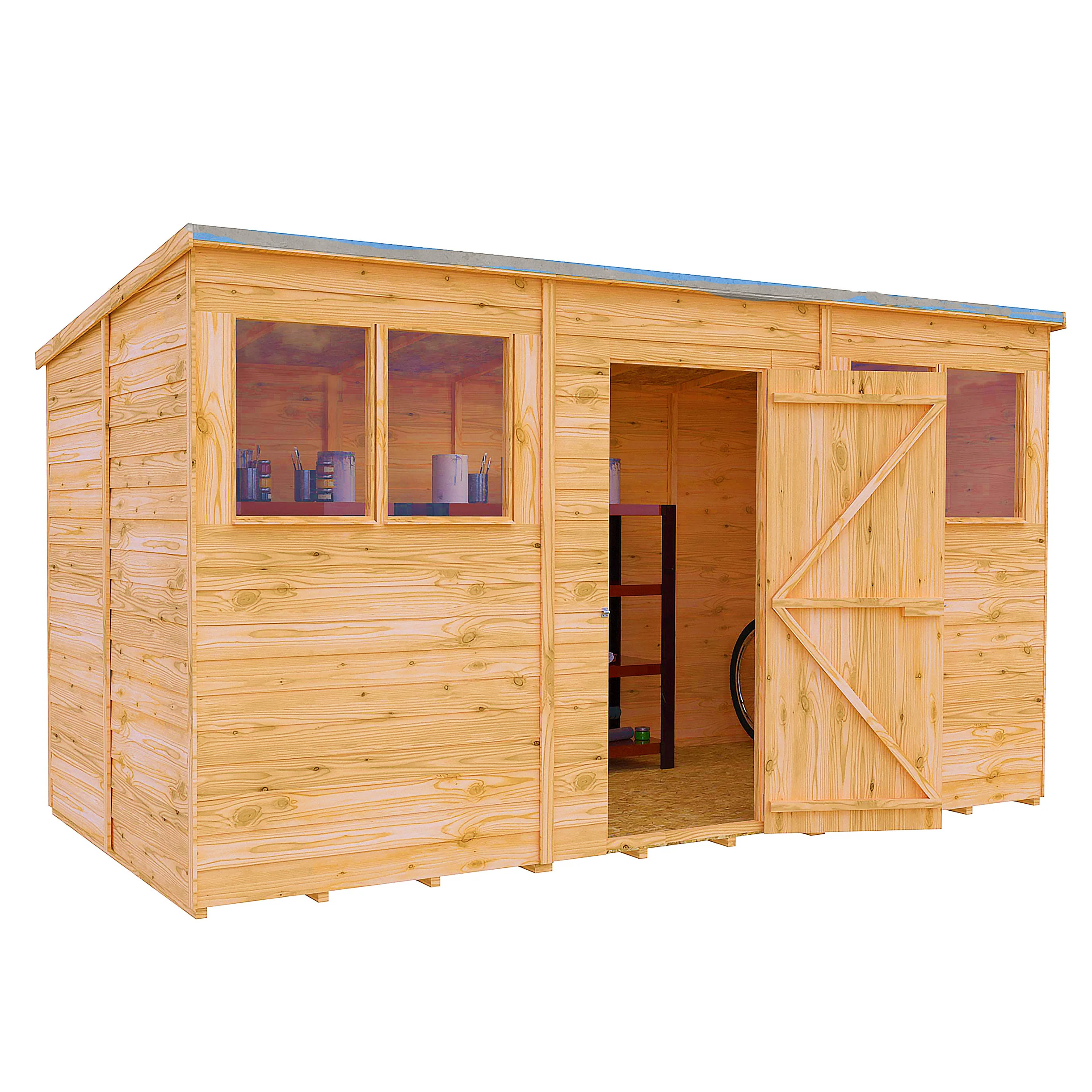 Garden Value 12 X 6 Overlap Pent Shed With Windows