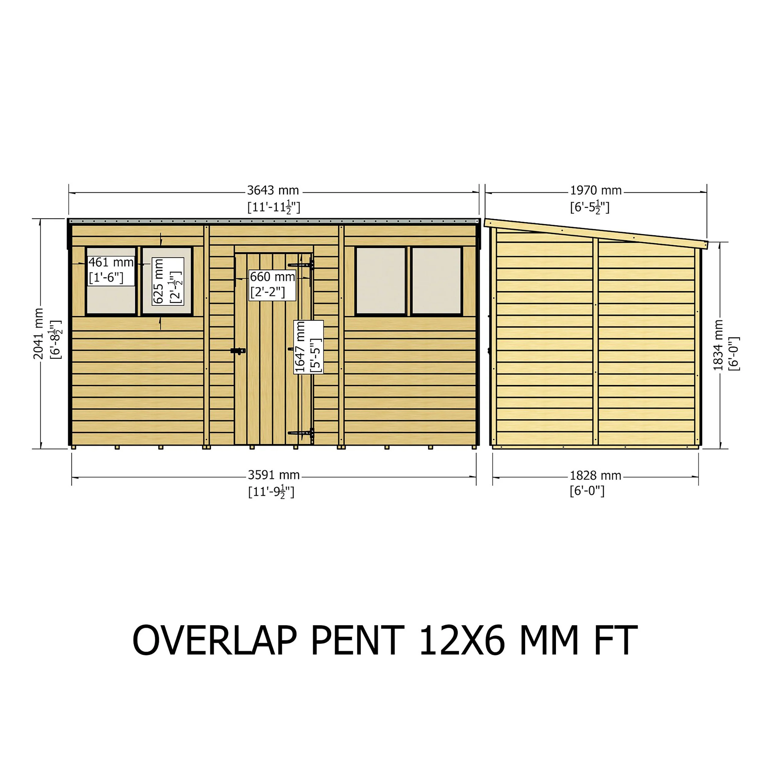 Garden Value 12 X 6 Overlap Pent Shed With Windows - Image 9