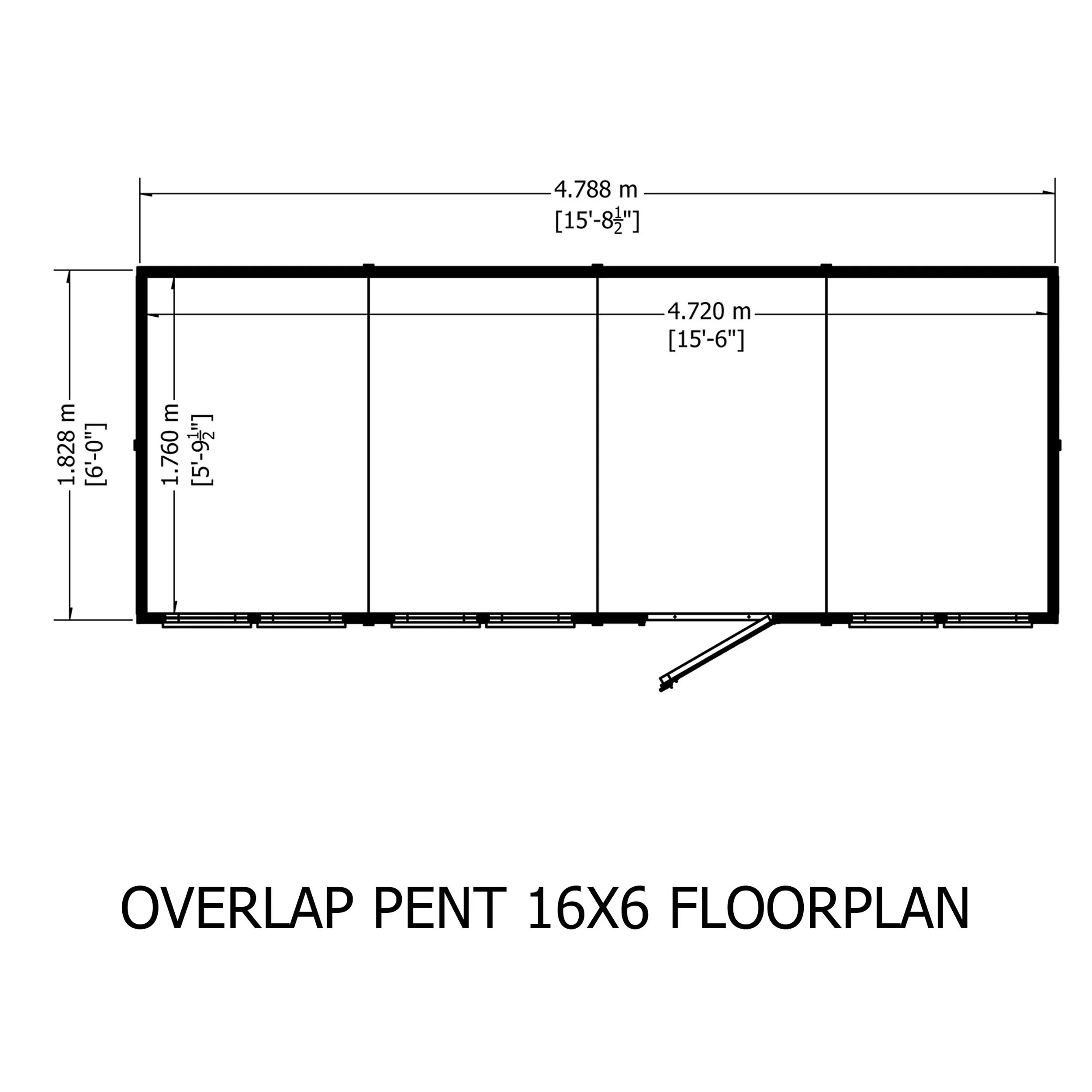 Garden Value 16 X 6 Overlap Pent Shed With Windows - Image 11