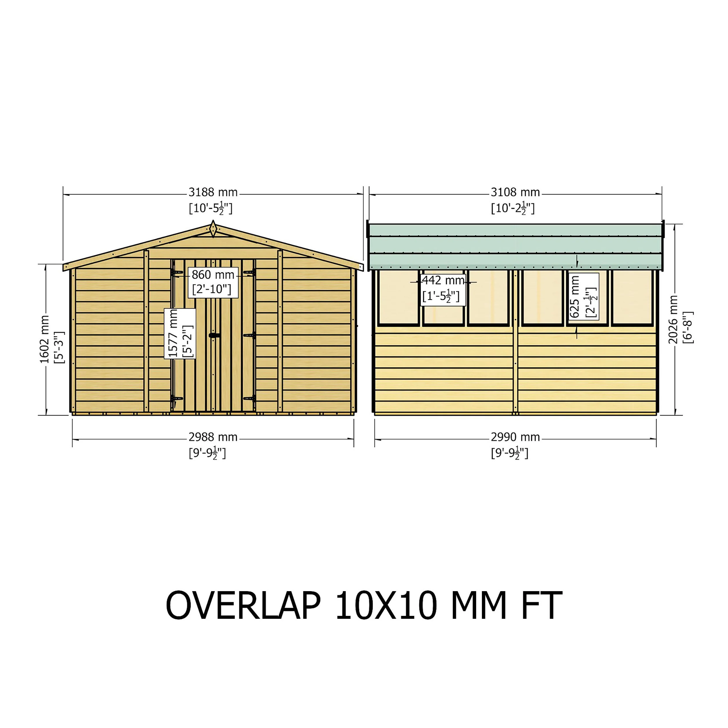 Garden Value Overlap 10 X 10 Apex Shed - Image 10