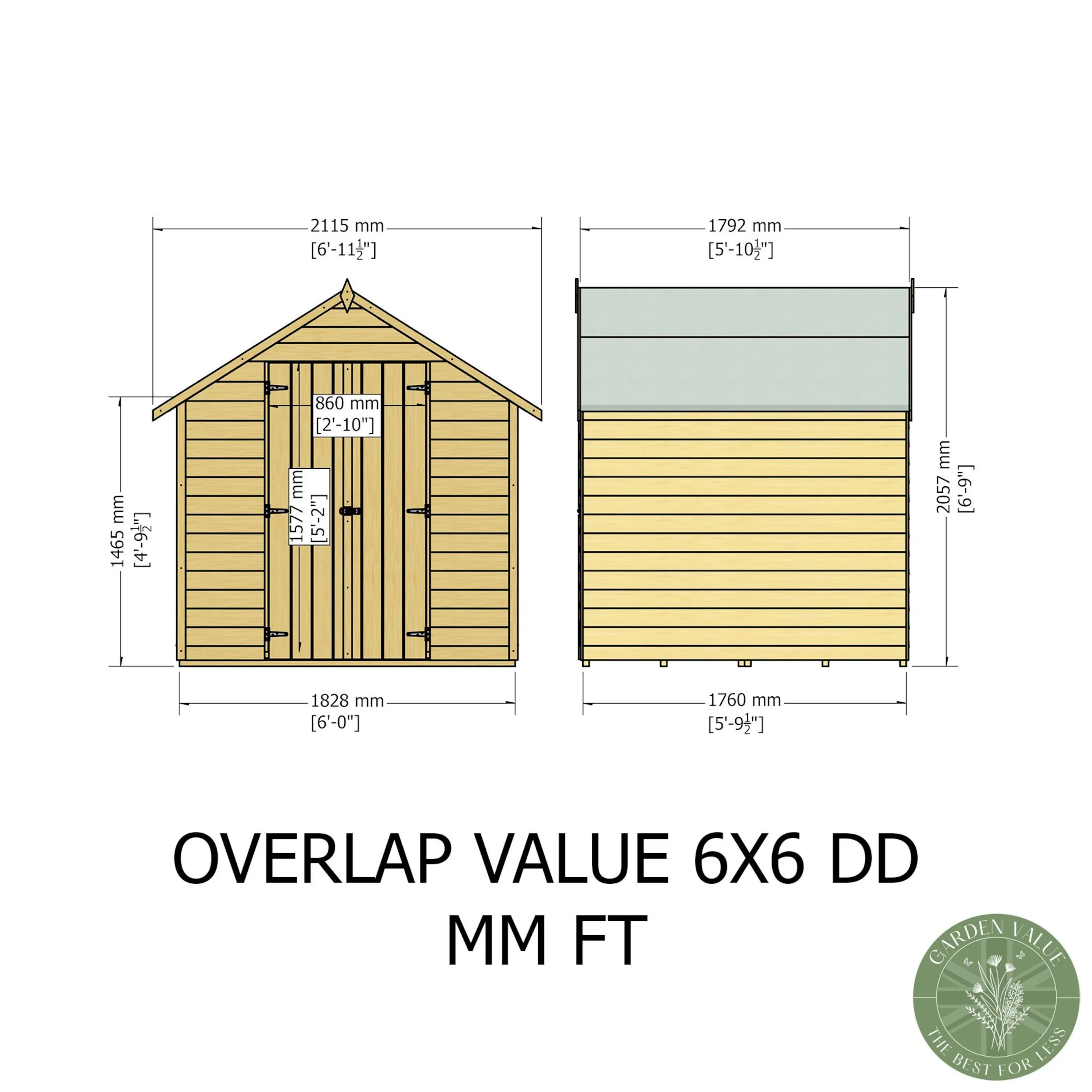 Garden Value Overlap 6 X 6 Double Door Shed - Image 7