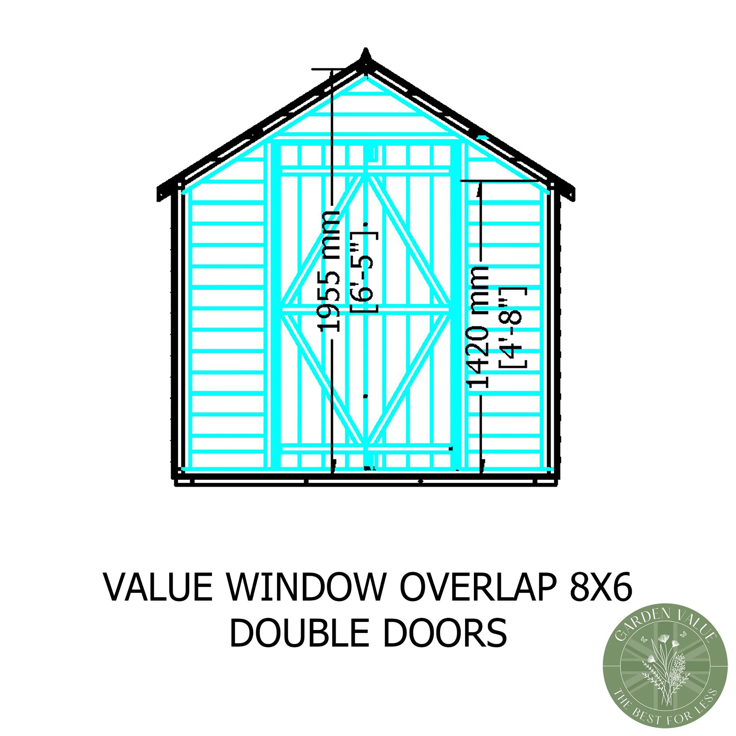 Garden Value Overlap 8 X 6 Double Door Shed With Window - Image 9
