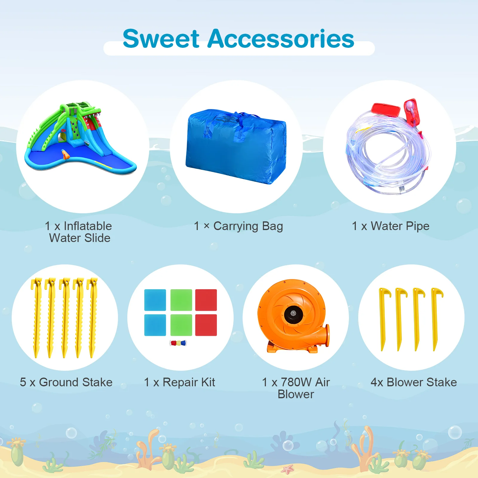 Giant 7 In 1 Inflatable Bounce House with 780W Air Blower - Image 10
