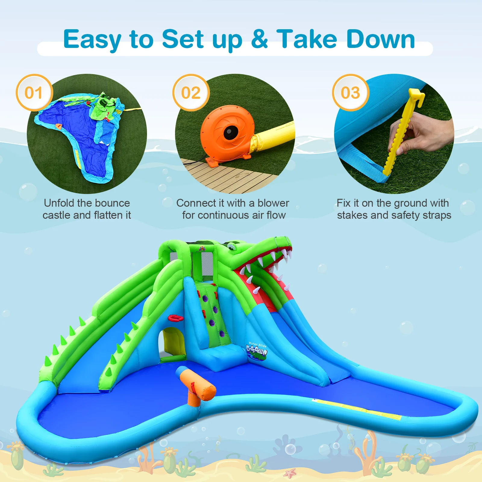 Giant 7 In 1 Inflatable Bounce House with 780W Air Blower - Image 9