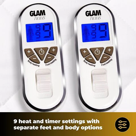 GlamHaus Prestige Electric Blanket King Size With 9 Body Settings, 9 Feet Settings, 9 Full Body Settings, 10 Timer Settings - Image 4