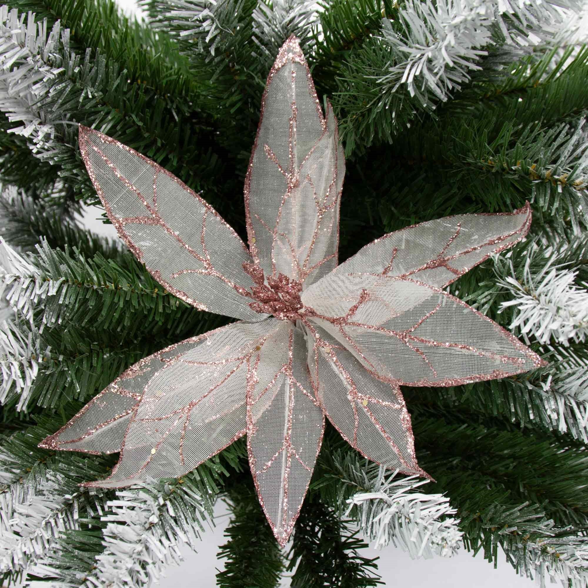 Glitter Poinsettia Pick - Blush - Image 2