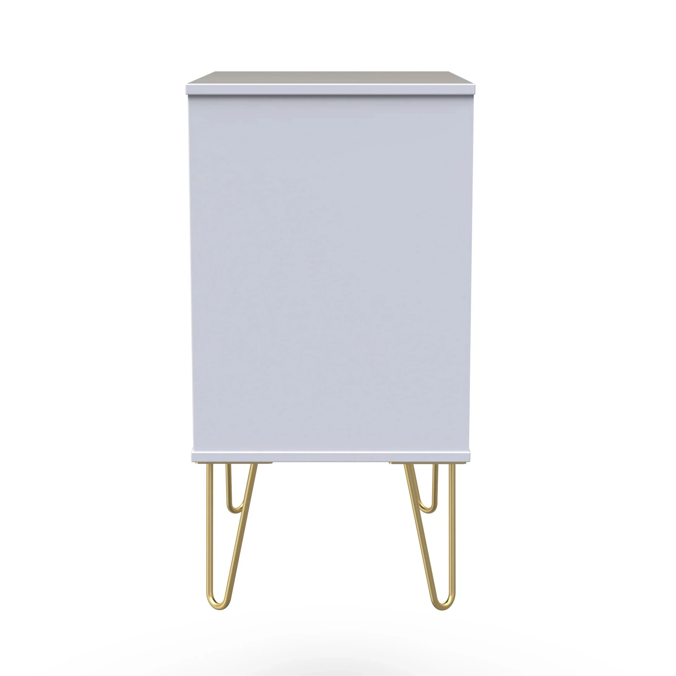 Glitz Ready Assembled 3 Drawer Bedside Table In Indigo Matt & White - Image 3
