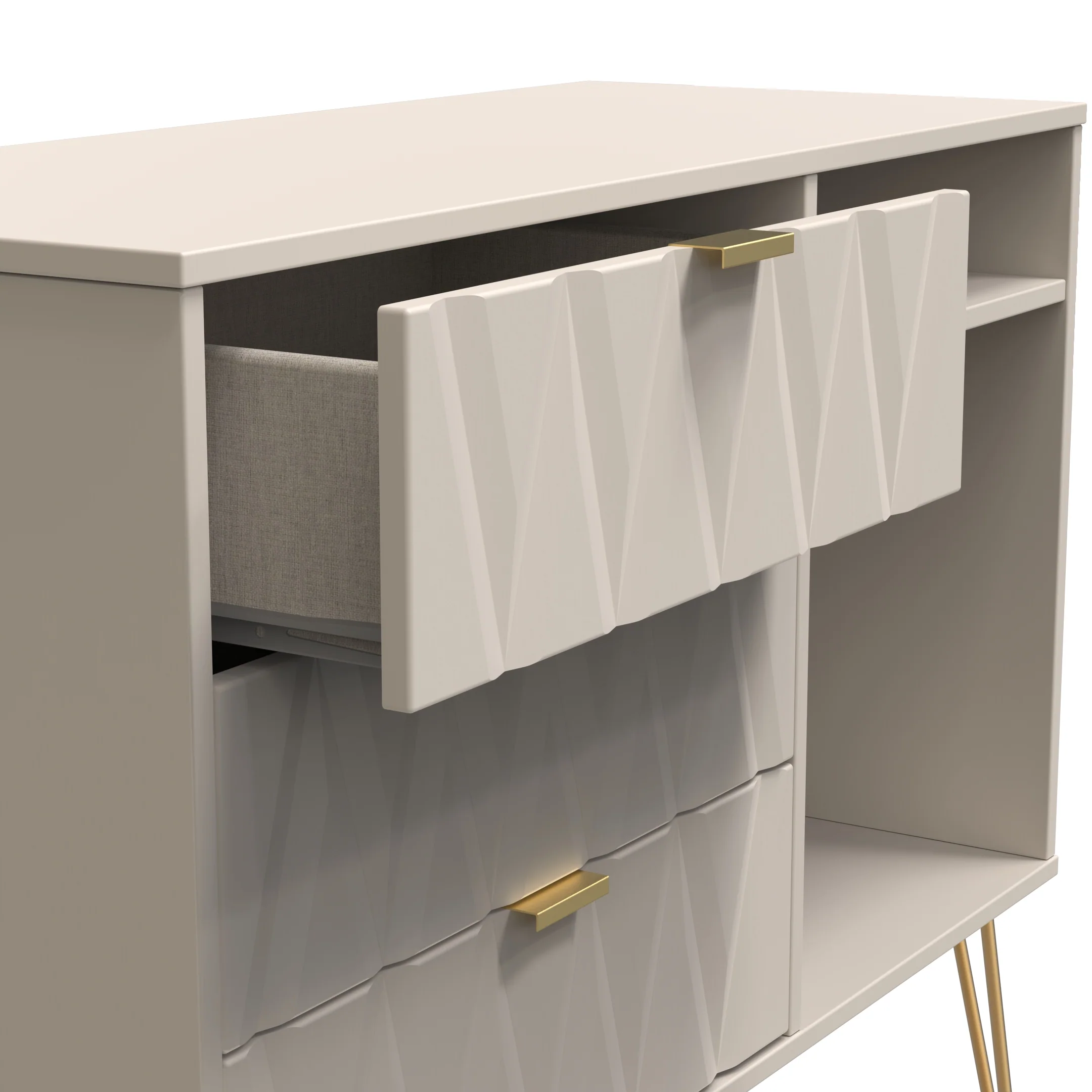Glitz Ready Assembled 3 Drawer TV Unit in Kashmir Matt - Image 5