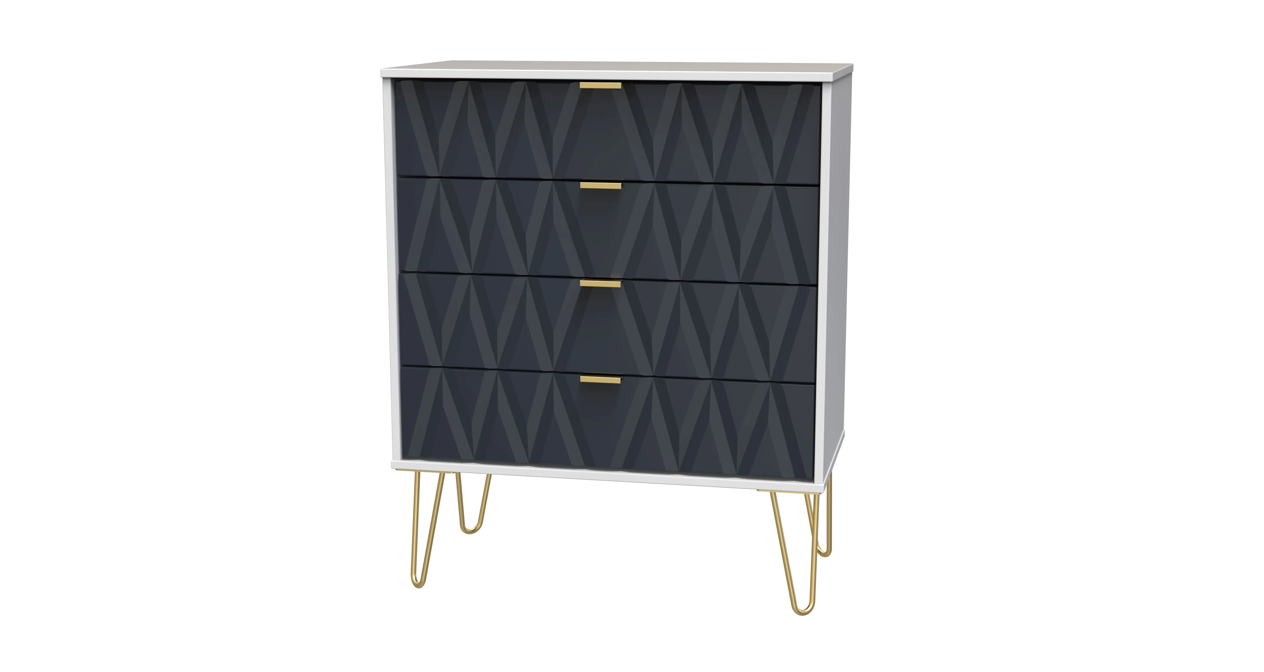 Glitz Ready Assembled 4 Drawer Chest in Indigo Matt & White - Image 5