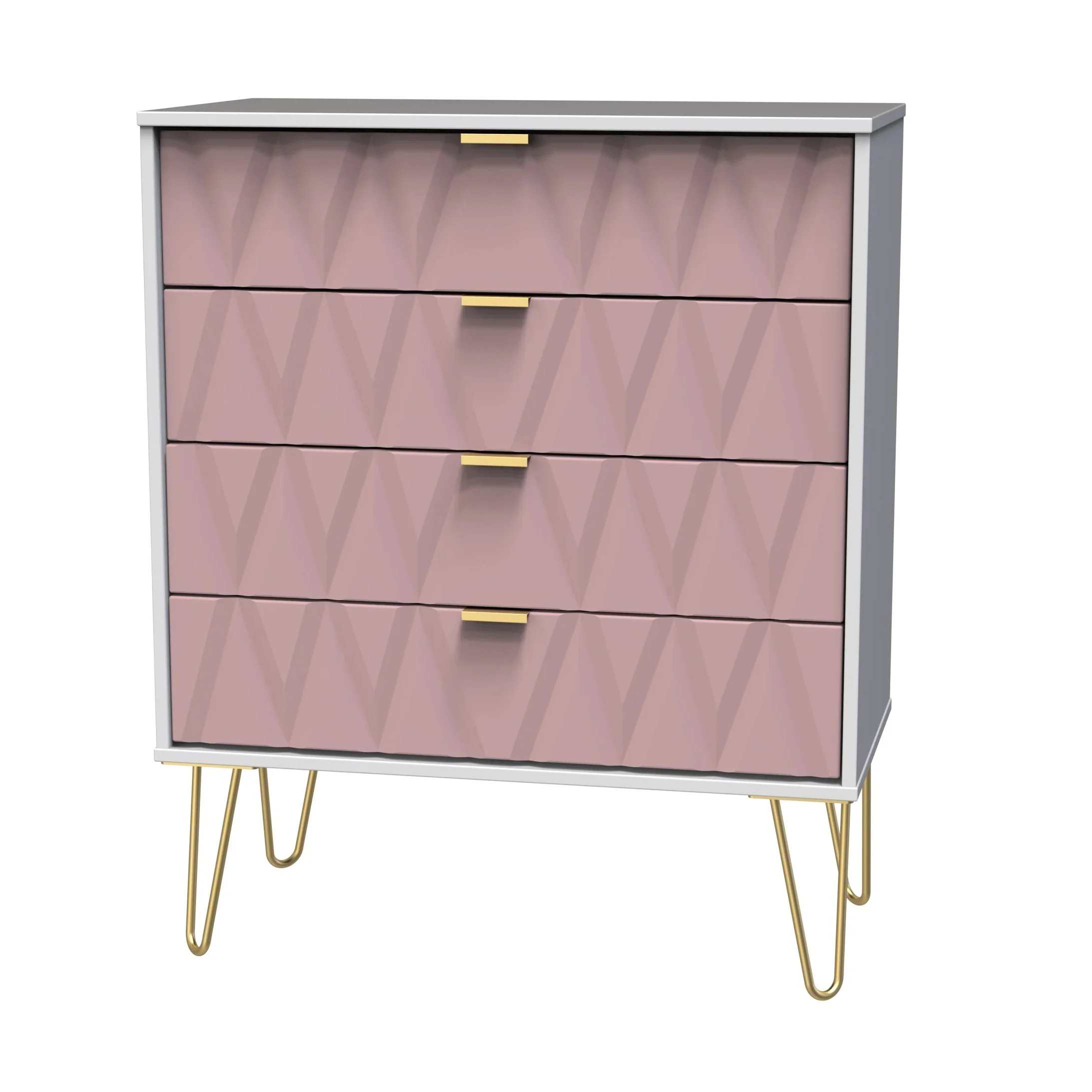 Glitz Ready Assembled 4 Drawer Chest in Kobe Pink & White - Image 2