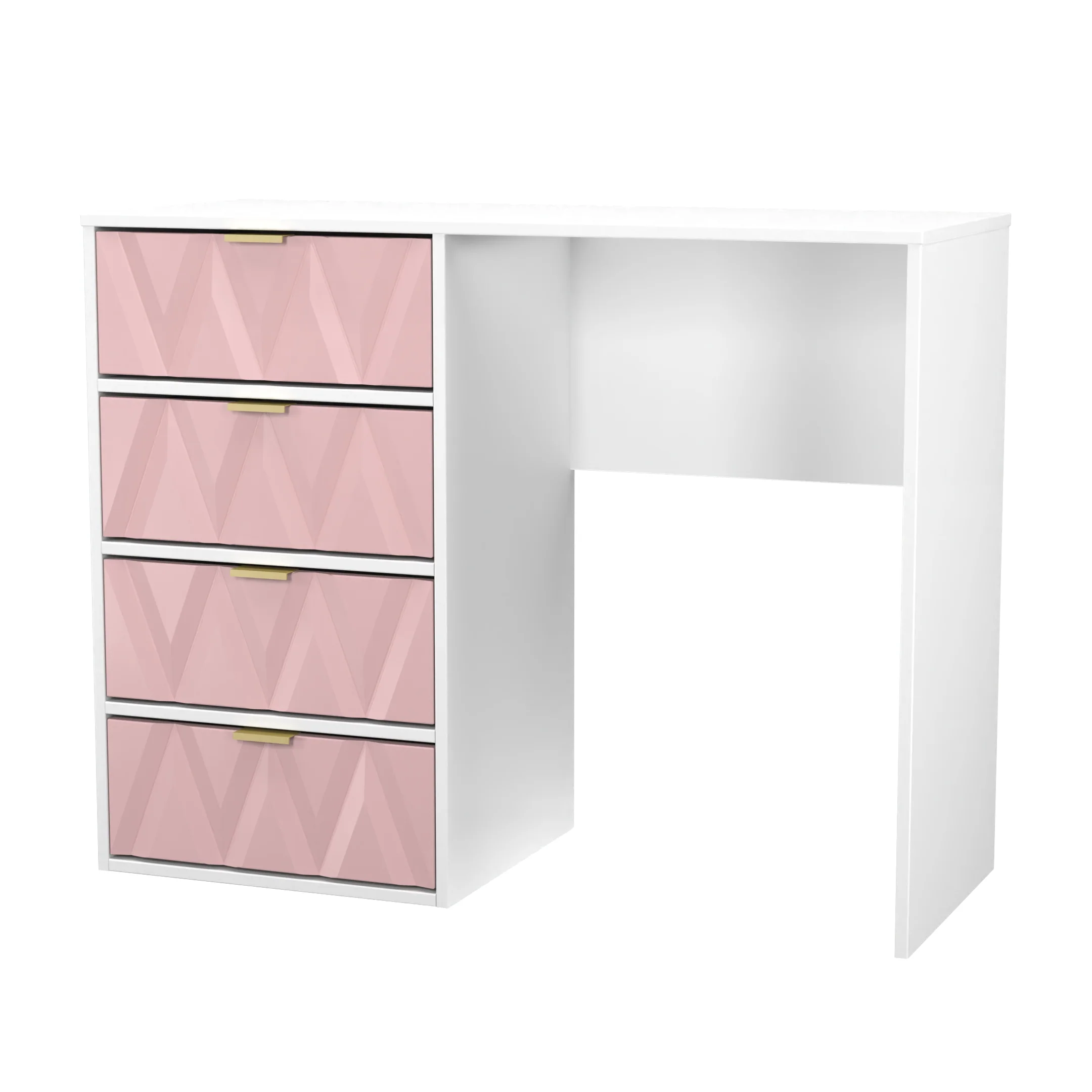 Glitz Ready Assembled 4 Drawer Vanity in Kobe Pink & White - Image 3