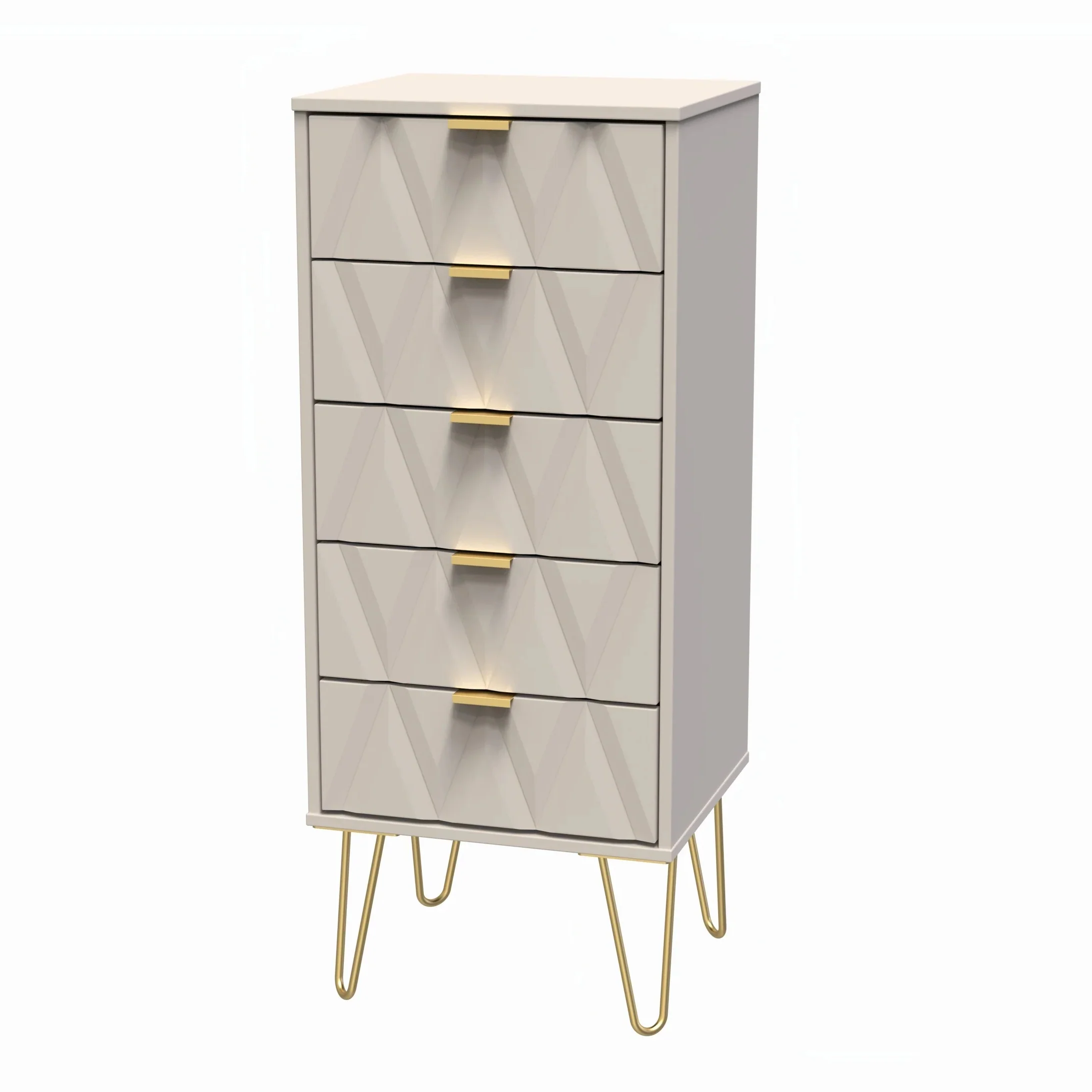 Glitz Ready Assembled 5 Drawer Tallboy in Kashmir Matt - Image 3