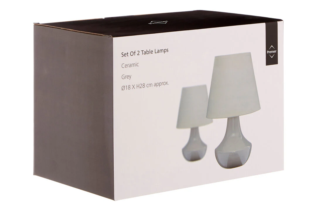 Globo Set of 2 Grey Ceramic Table Lamps - Image 4