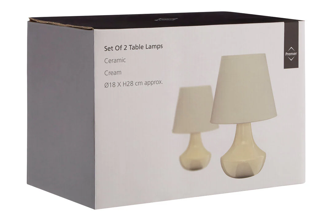 Globo Set Of Two Cream Ceramic Table Lamps - Image 6