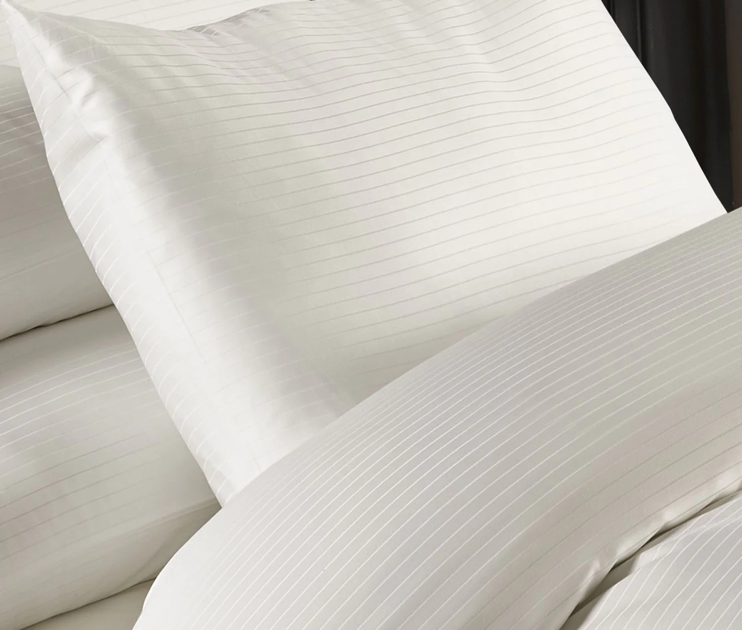 Grosvenor - 1000 Thread Count Pin Stripe Fitted Sheet In Cream - Double Size - Image 2