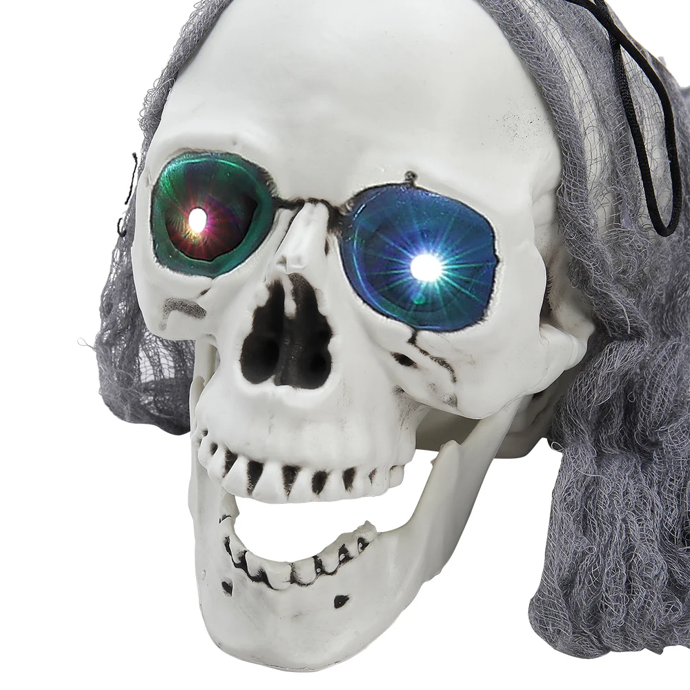 Halloween Hanging Skull with Glowing Eyes - Image 5
