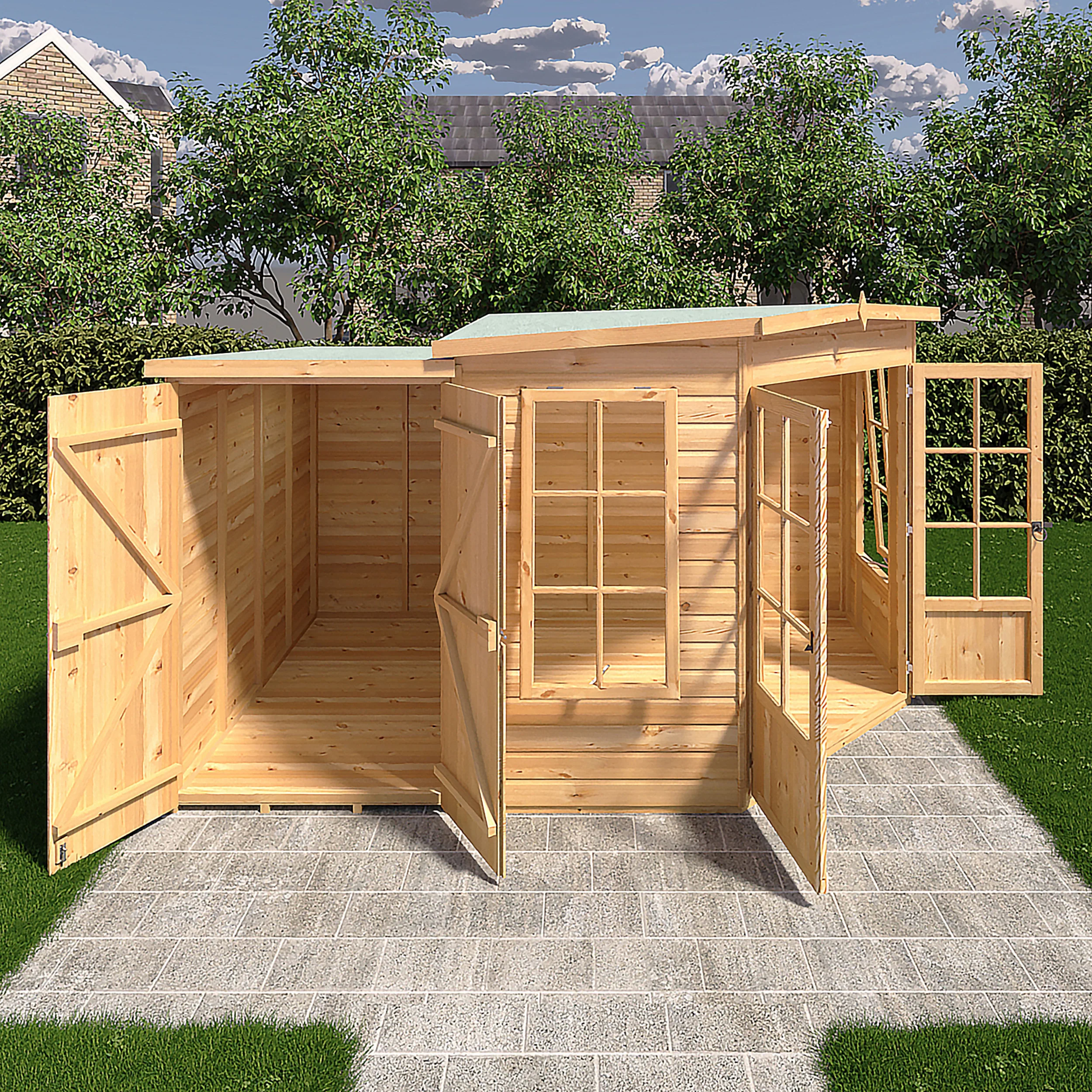 Hampton Corner Summerhouse With Side Shed - Image 11