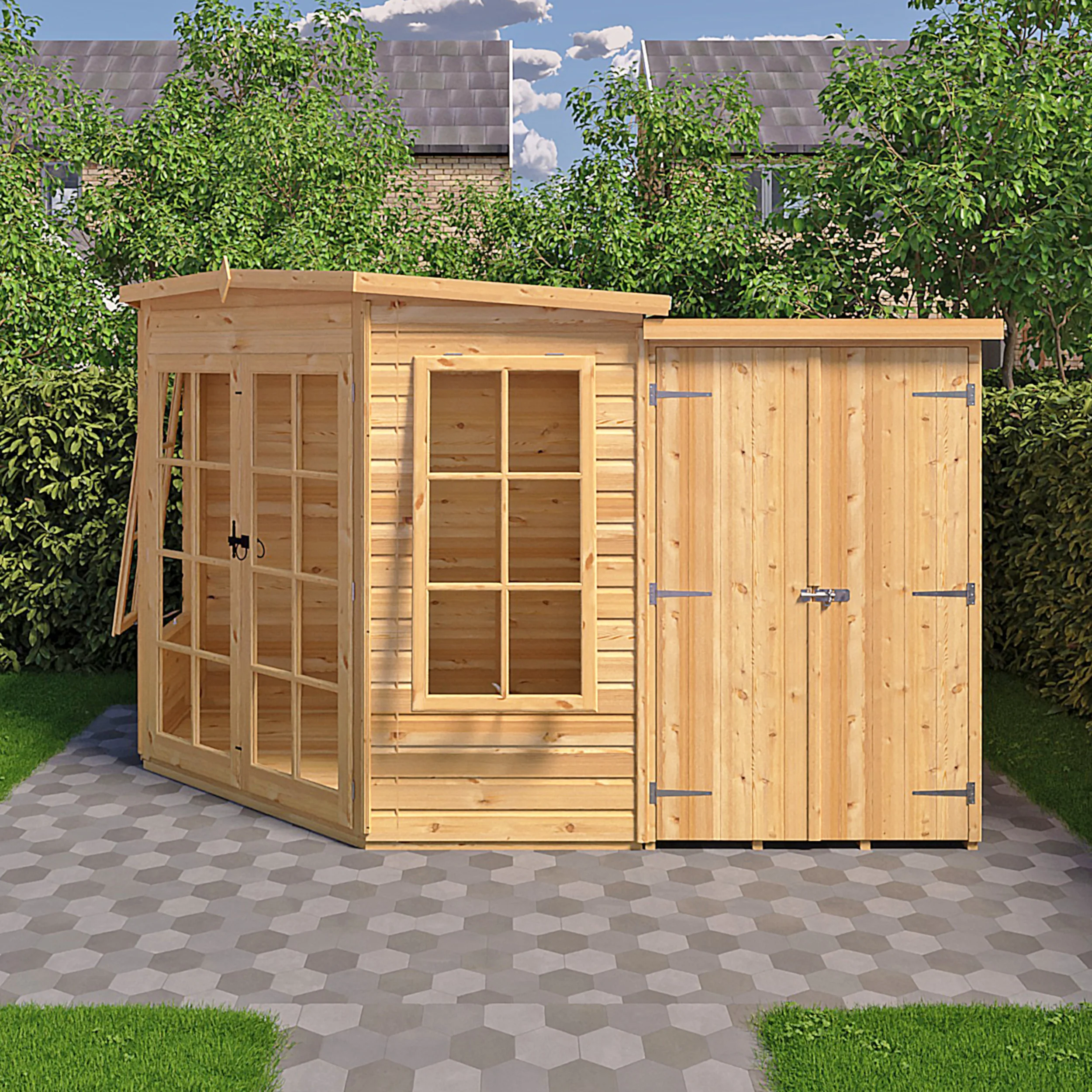 Hampton Corner Summerhouse With Side Shed - Image 2