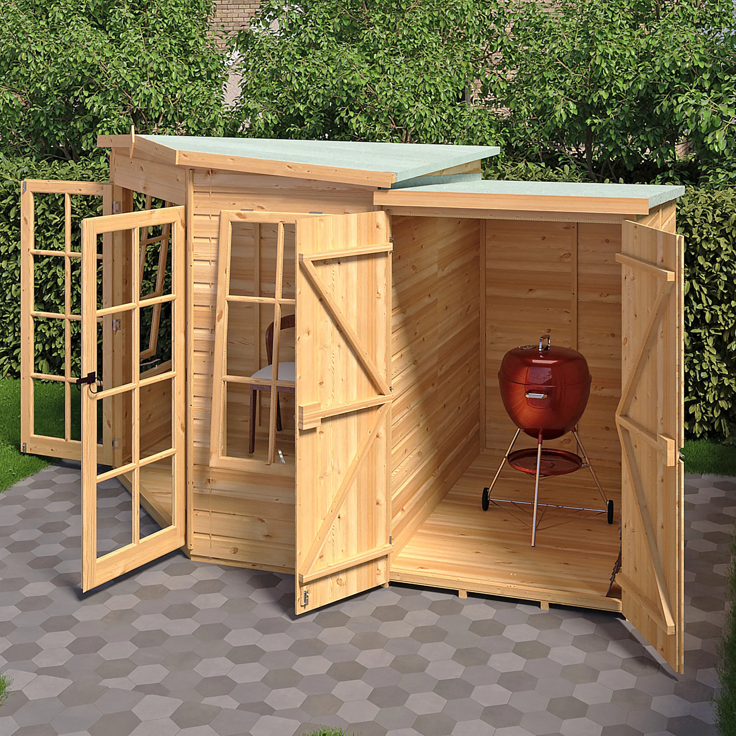 Hampton Corner Summerhouse With Side Shed - Image 3