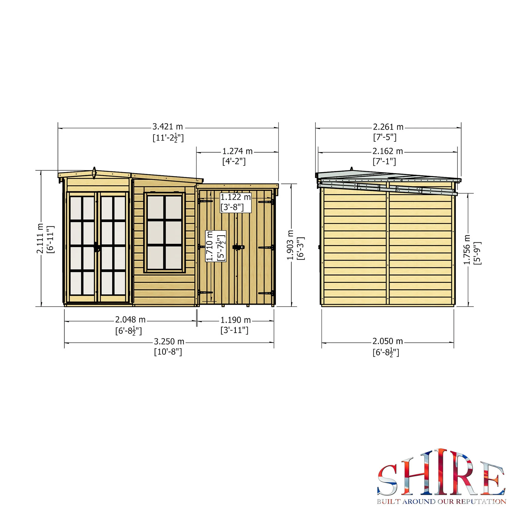 Hampton Corner Summerhouse With Side Shed - Image 7