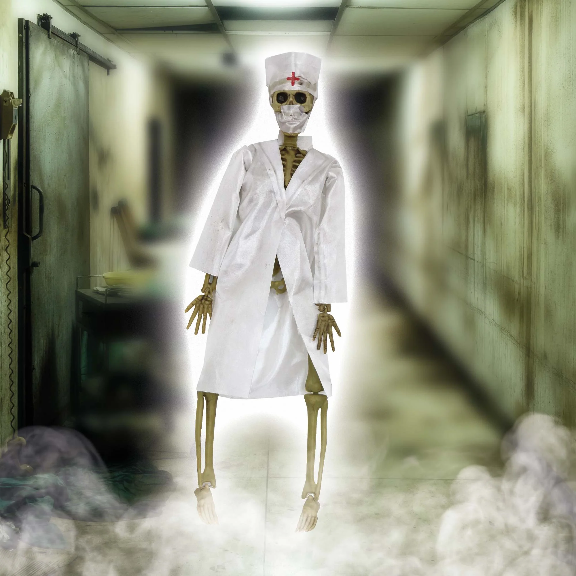 Halloween Hanging Skeleton Male Nurse 40cm - Image 2