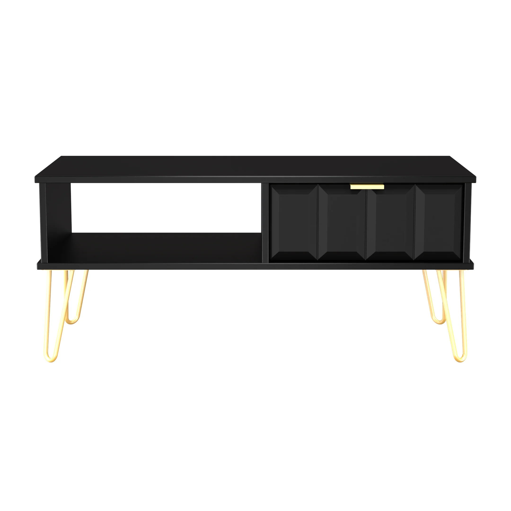 Hanover Ready Assembled 1 Drawer Coffee Table in Deep Black & Black Matt