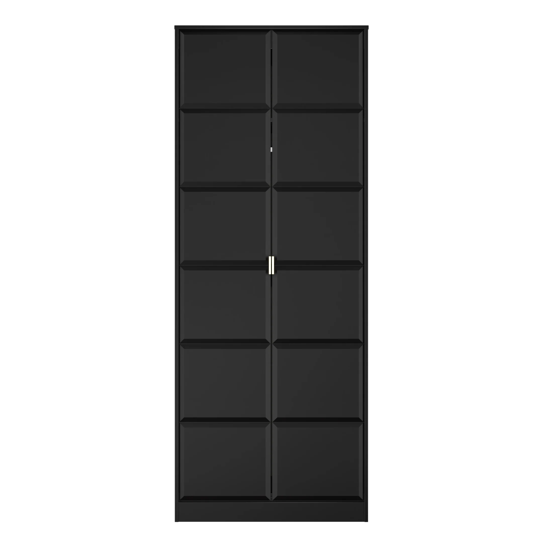 Hanover Ready Assembled 2 Door Wardrobe In Deep Black & Black Matt