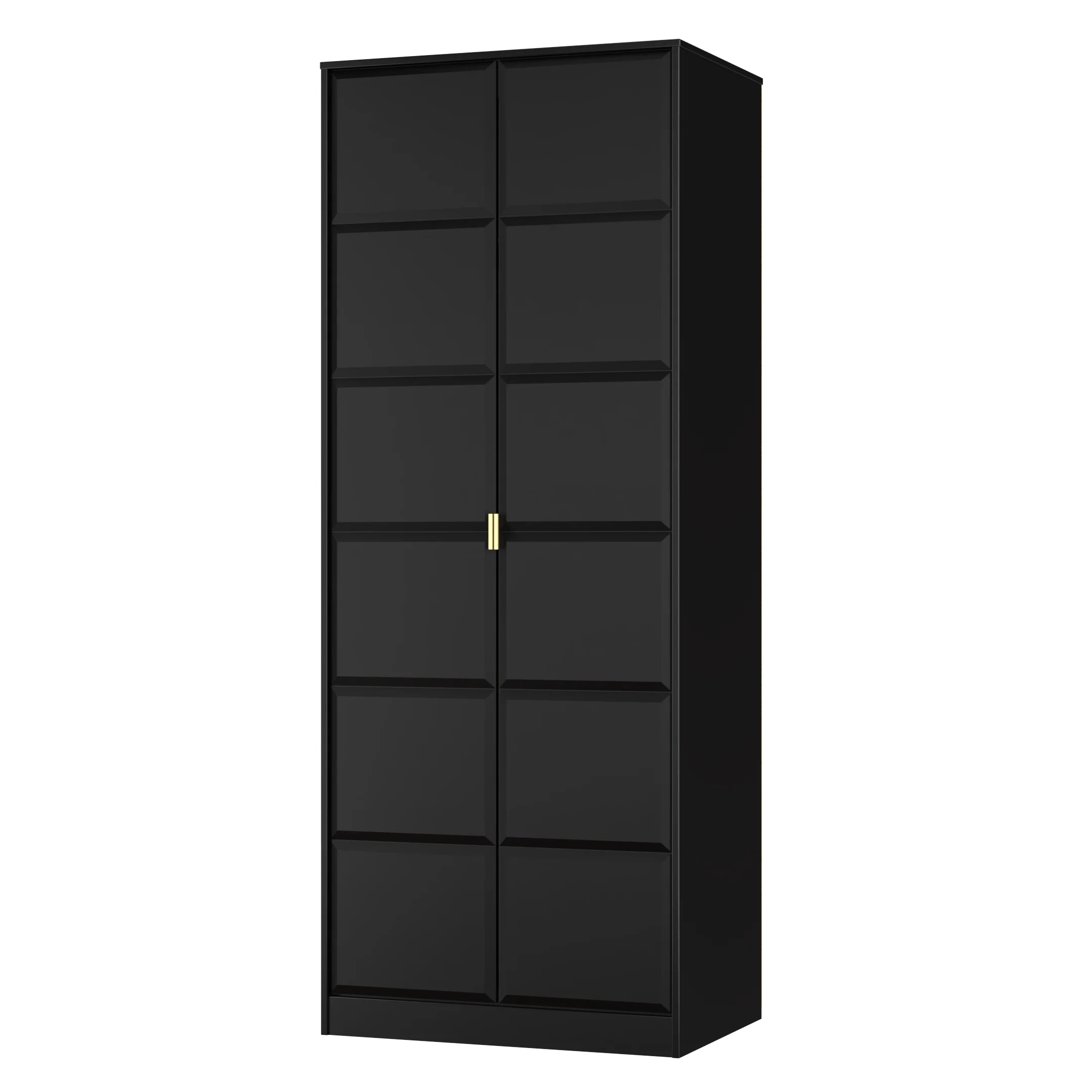 Hanover Ready Assembled 2 Door Wardrobe In Deep Black & Black Matt - Image 3