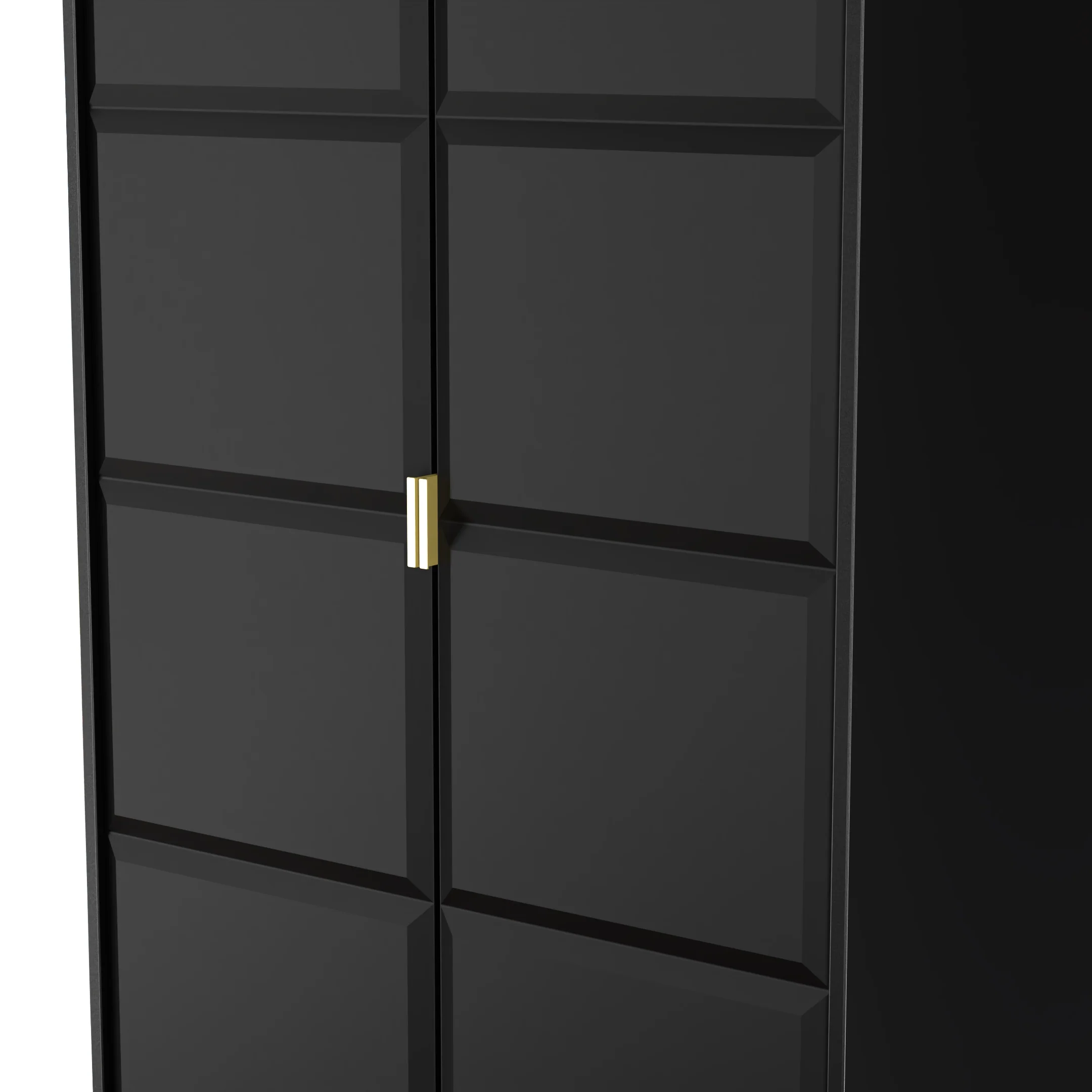 Hanover Ready Assembled 2 Door Wardrobe In Deep Black & Black Matt - Image 4