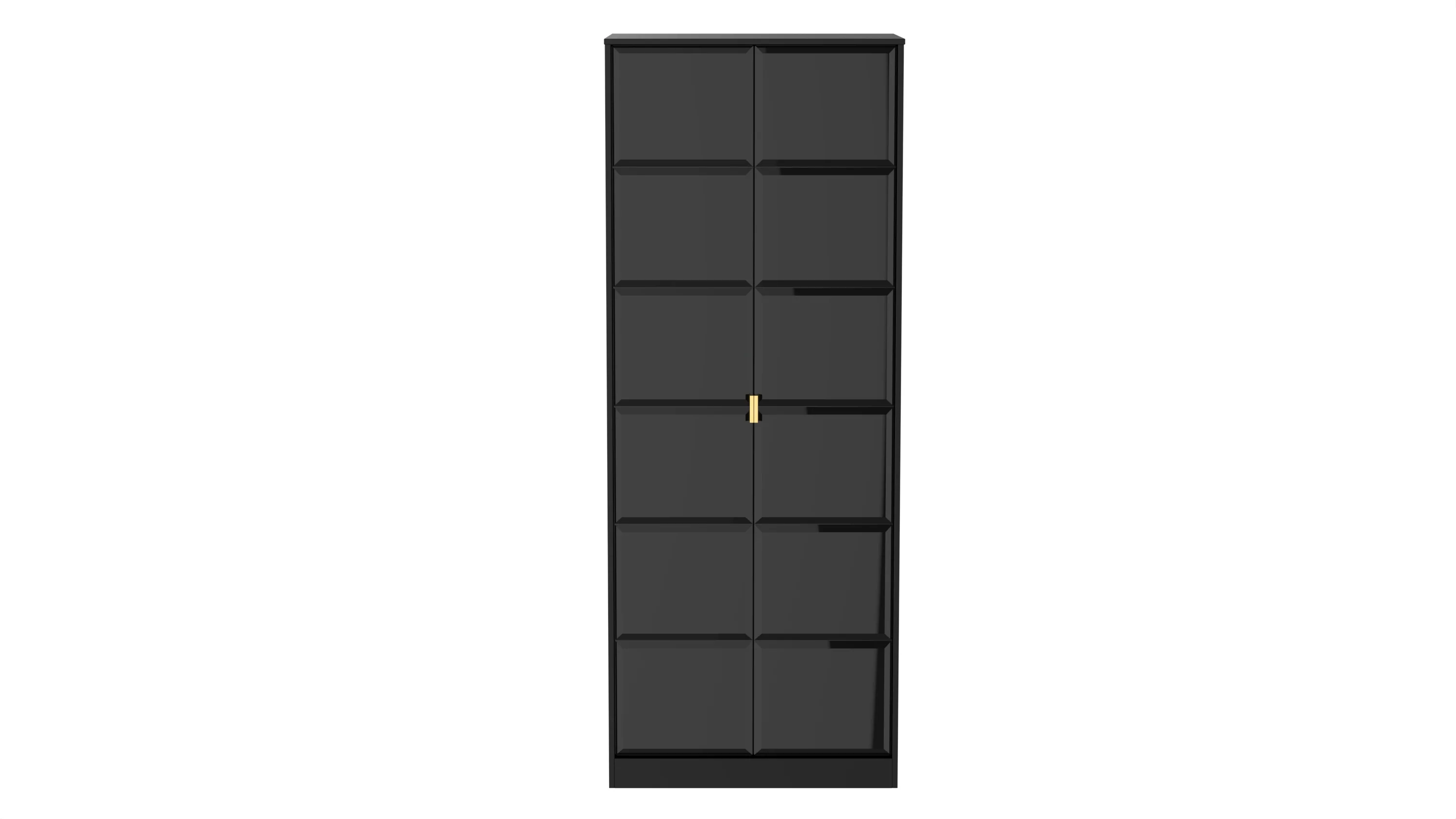 Hanover Ready Assembled 2 Door Wardrobe In Deep Black & Black Matt - Image 7