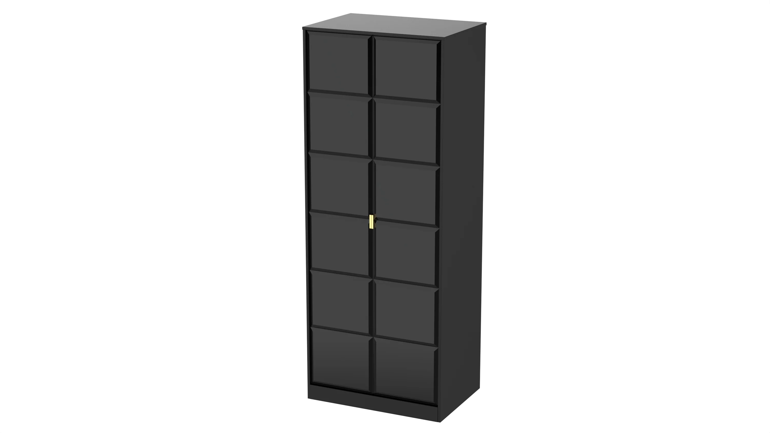 Hanover Ready Assembled 2 Door Wardrobe In Deep Black & Black Matt - Image 8