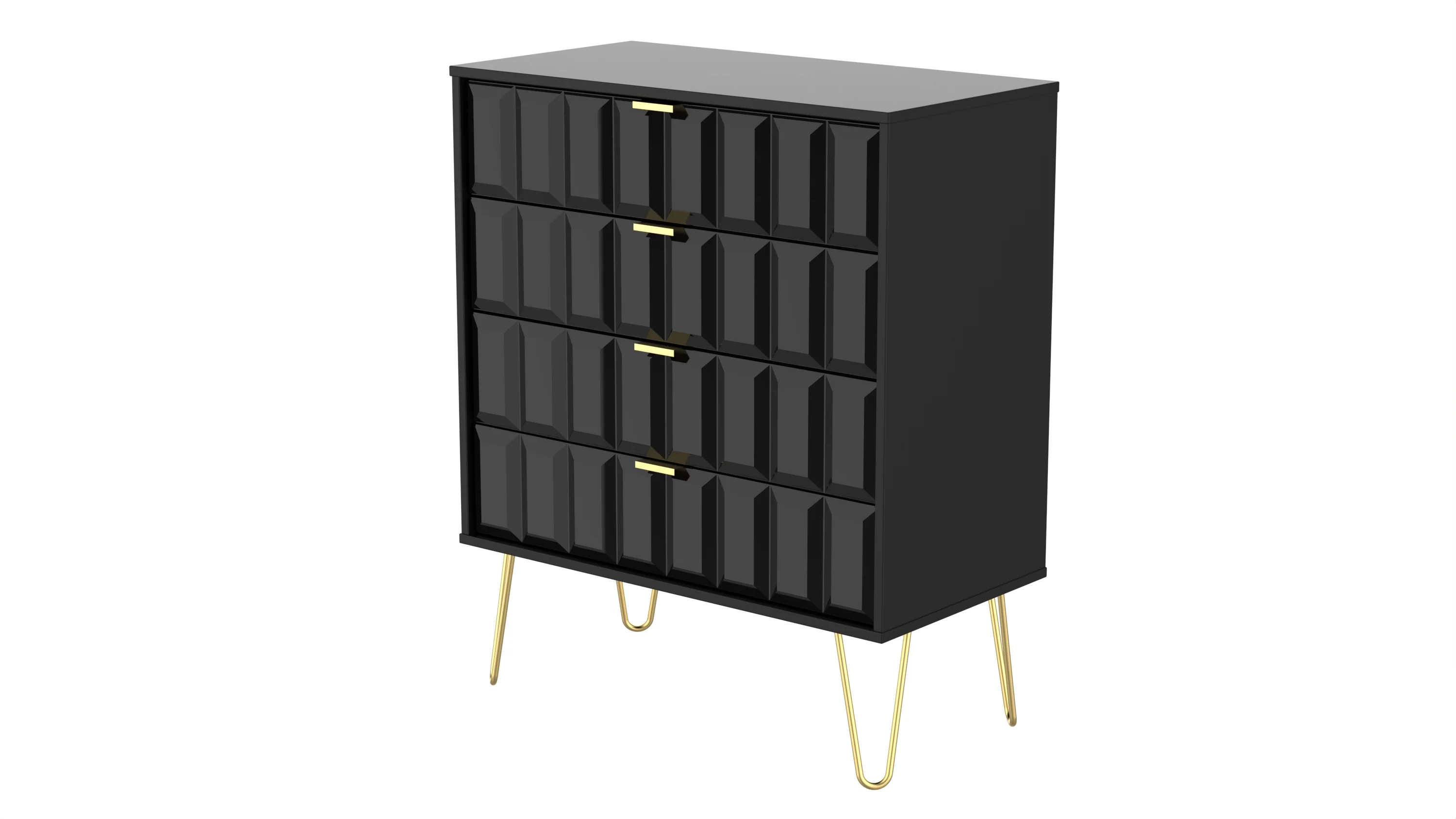 Hanover Ready Assembled 2 Drawer Bedside Cabinet in Deep Black & Black Matt - Image 10