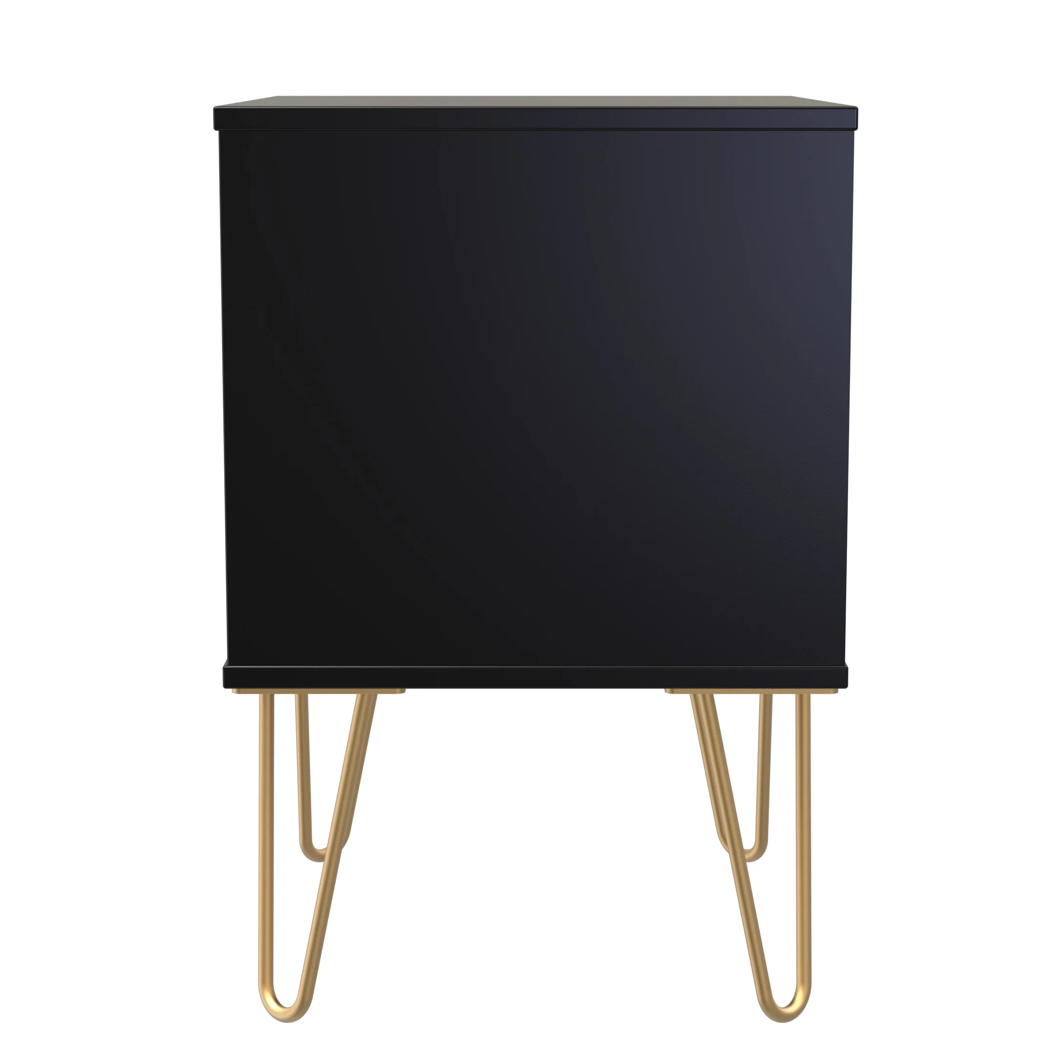 Hanover Ready Assembled 2 Drawer Bedside Cabinet in Deep Black & Black Matt - Image 2