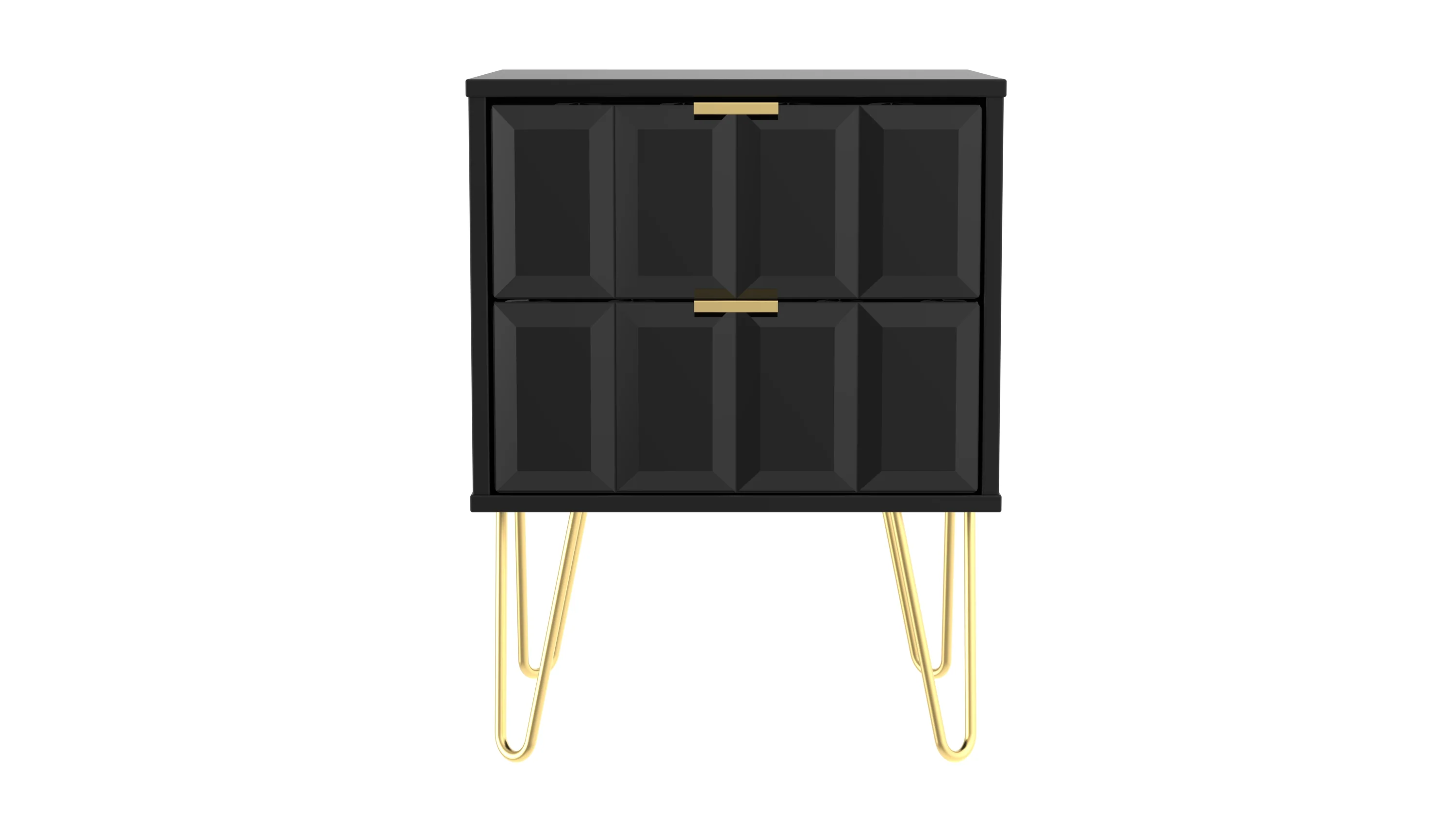 Hanover Ready Assembled 2 Drawer Bedside Cabinet in Deep Black & Black Matt - Image 6