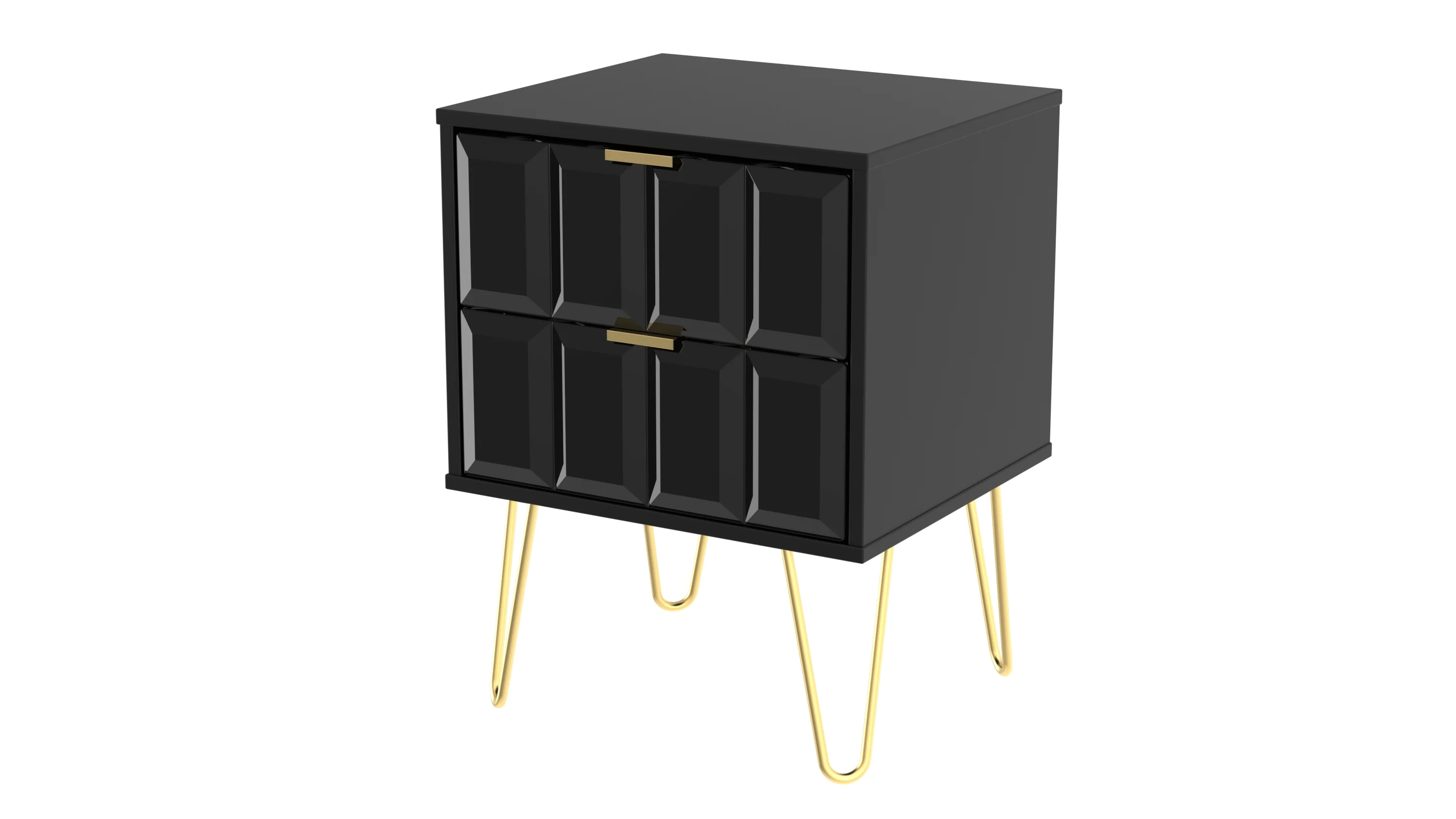Hanover Ready Assembled 2 Drawer Bedside Cabinet in Deep Black & Black Matt - Image 7