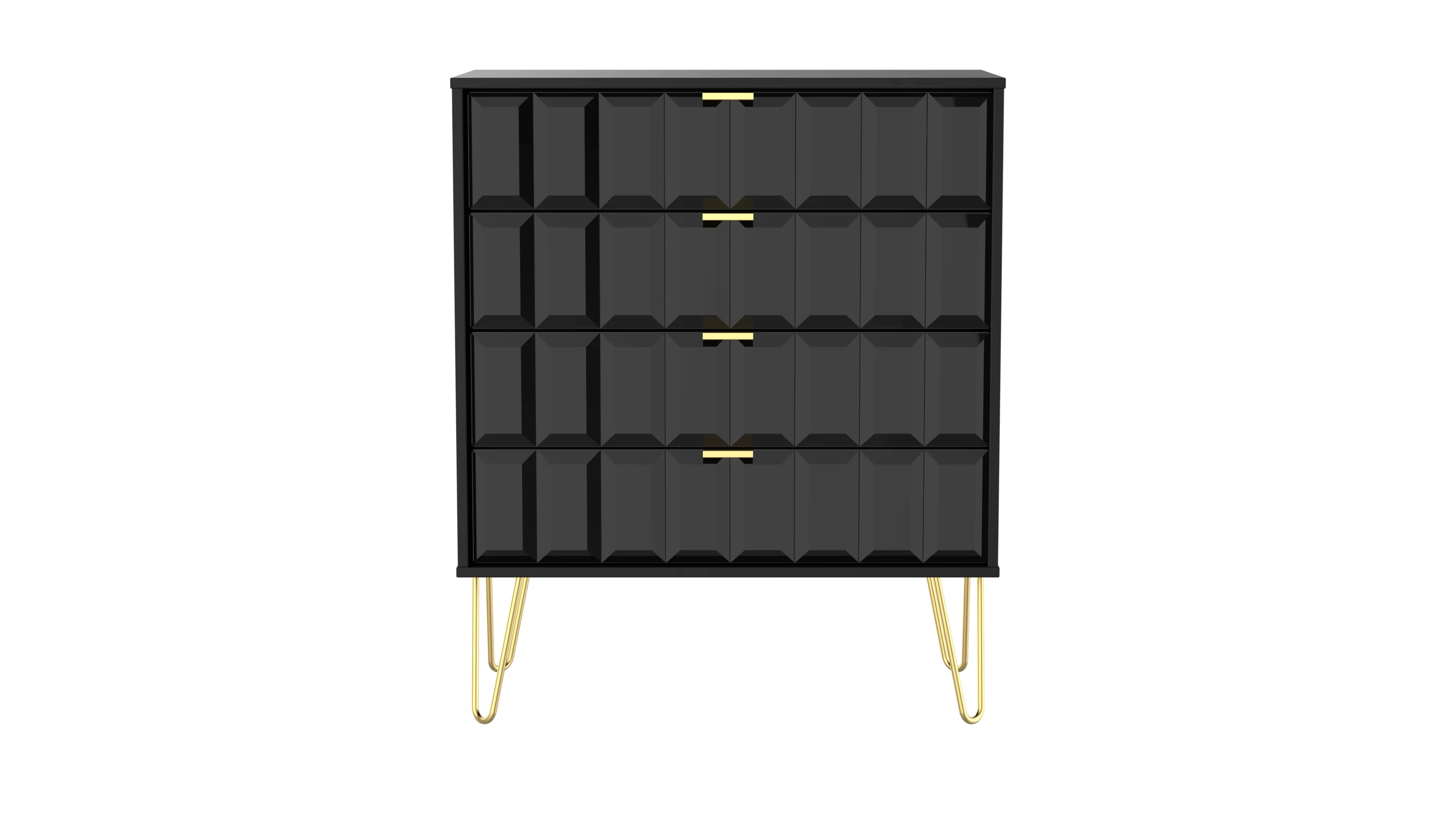 Hanover Ready Assembled 2 Drawer Bedside Cabinet in Deep Black & Black Matt - Image 9