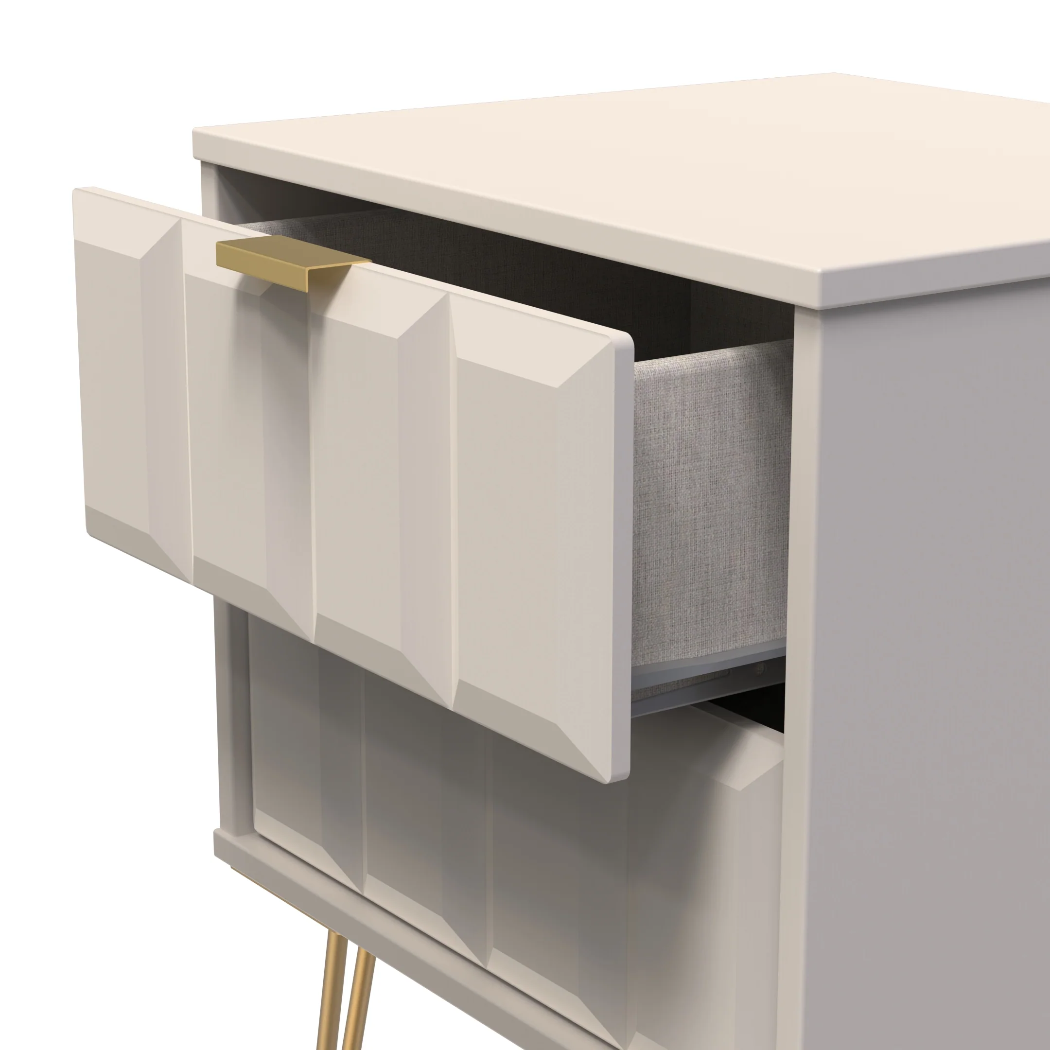 Hanover Ready Assembled 2 Drawer Bedside Cabinet in Kashmir Matt - Image 5