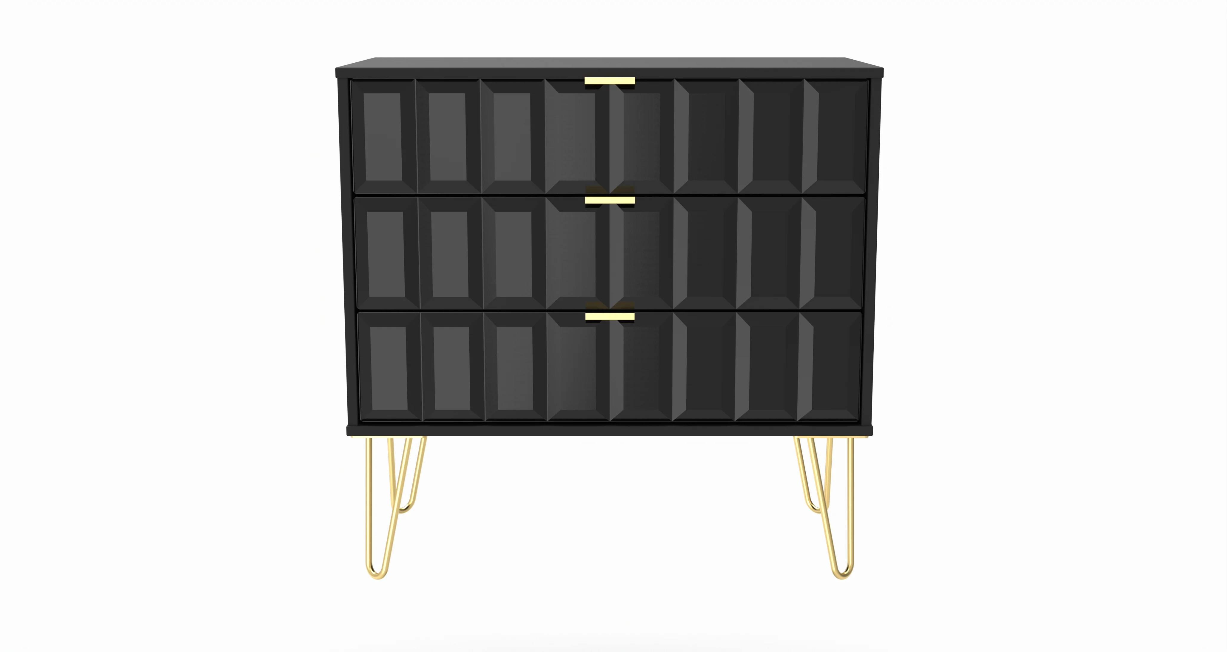 Hanover Ready Assembled 3 Drawer Chest in Deep Black & Black Matt - Image 6