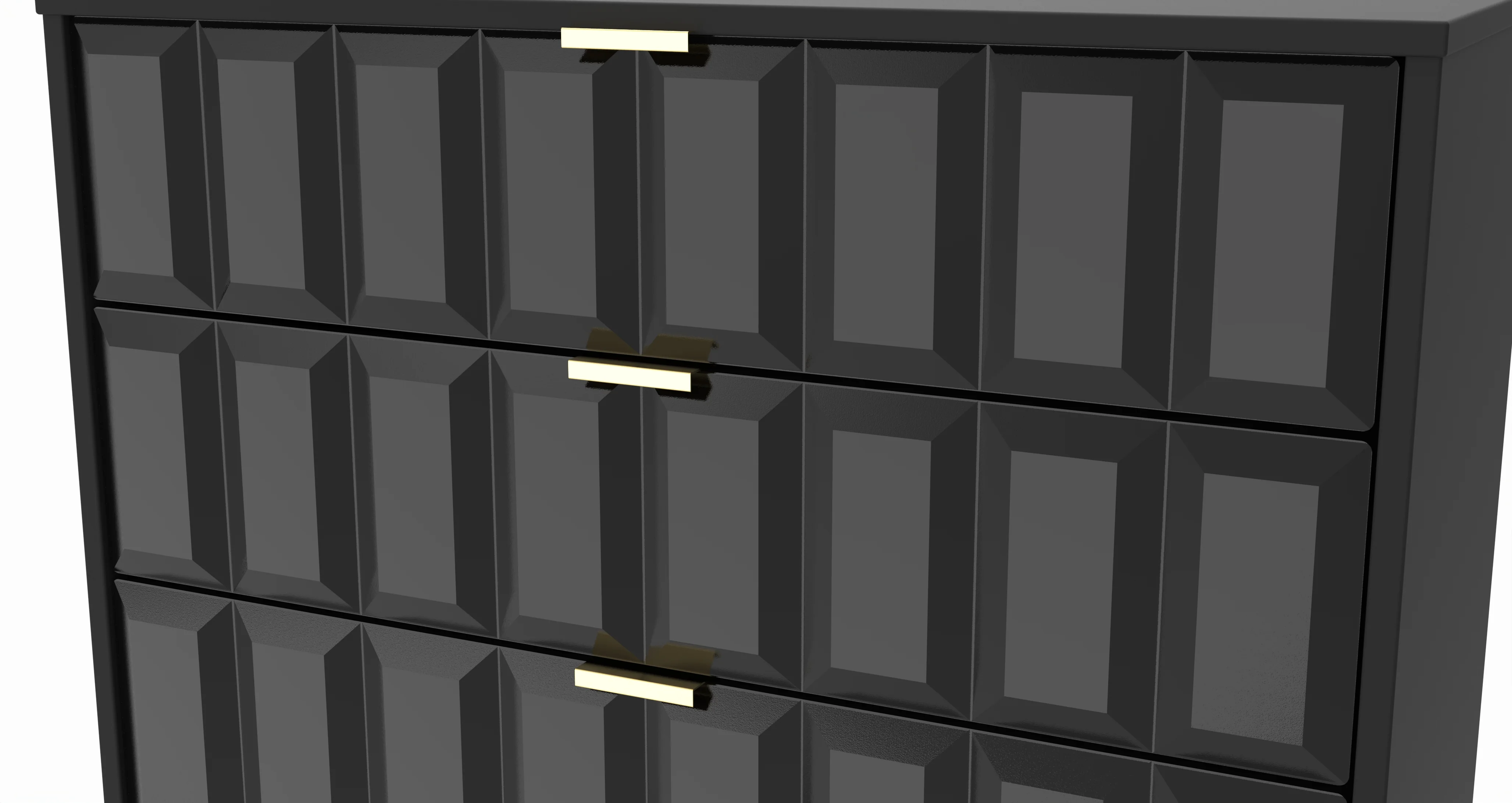 Hanover Ready Assembled 3 Drawer Chest in Deep Black & Black Matt - Image 8