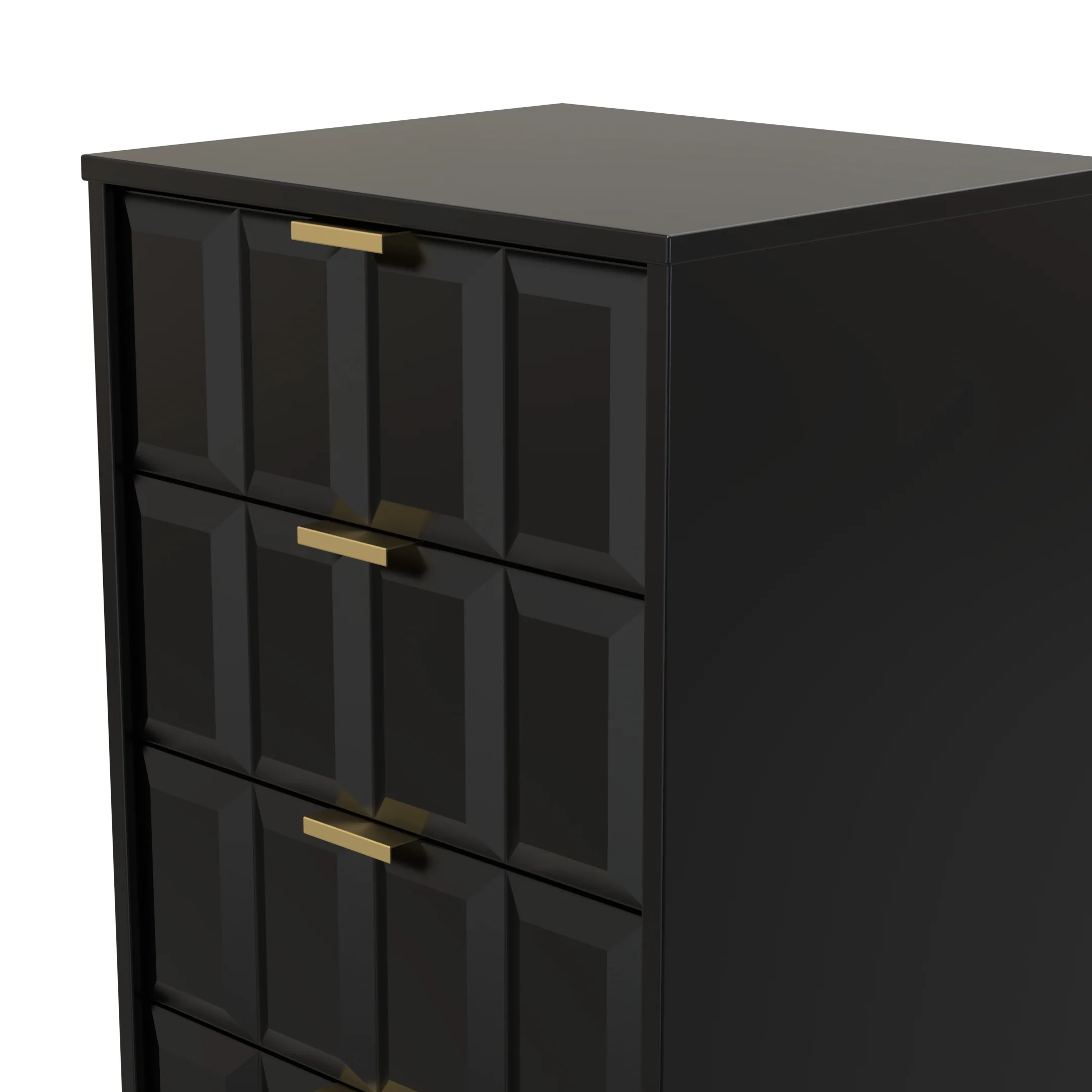 Hanover Ready Assembled 5 Drawer Tallboy in Deep Black & Black Matt - Image 5