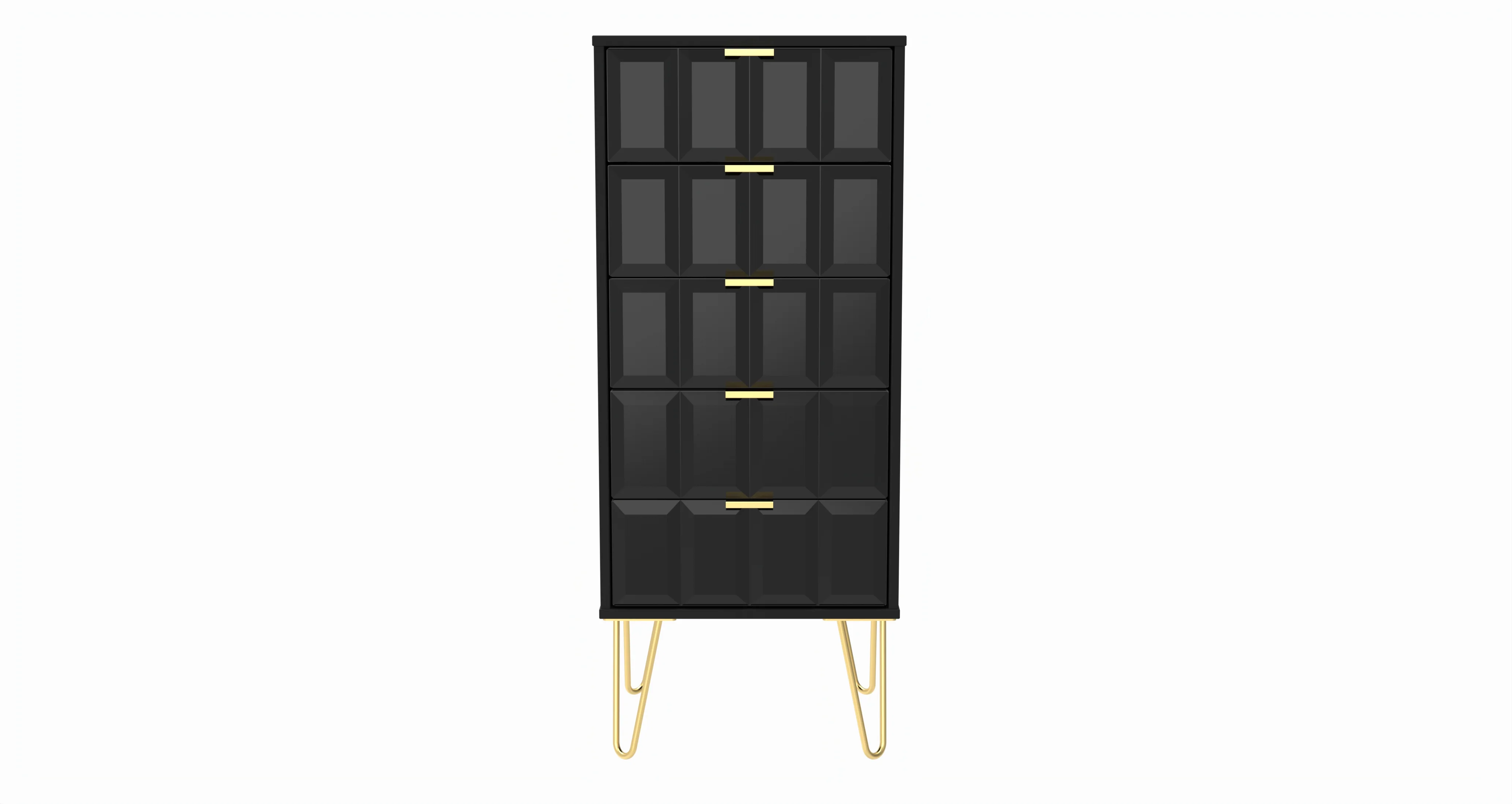 Hanover Ready Assembled 5 Drawer Tallboy in Deep Black & Black Matt - Image 7