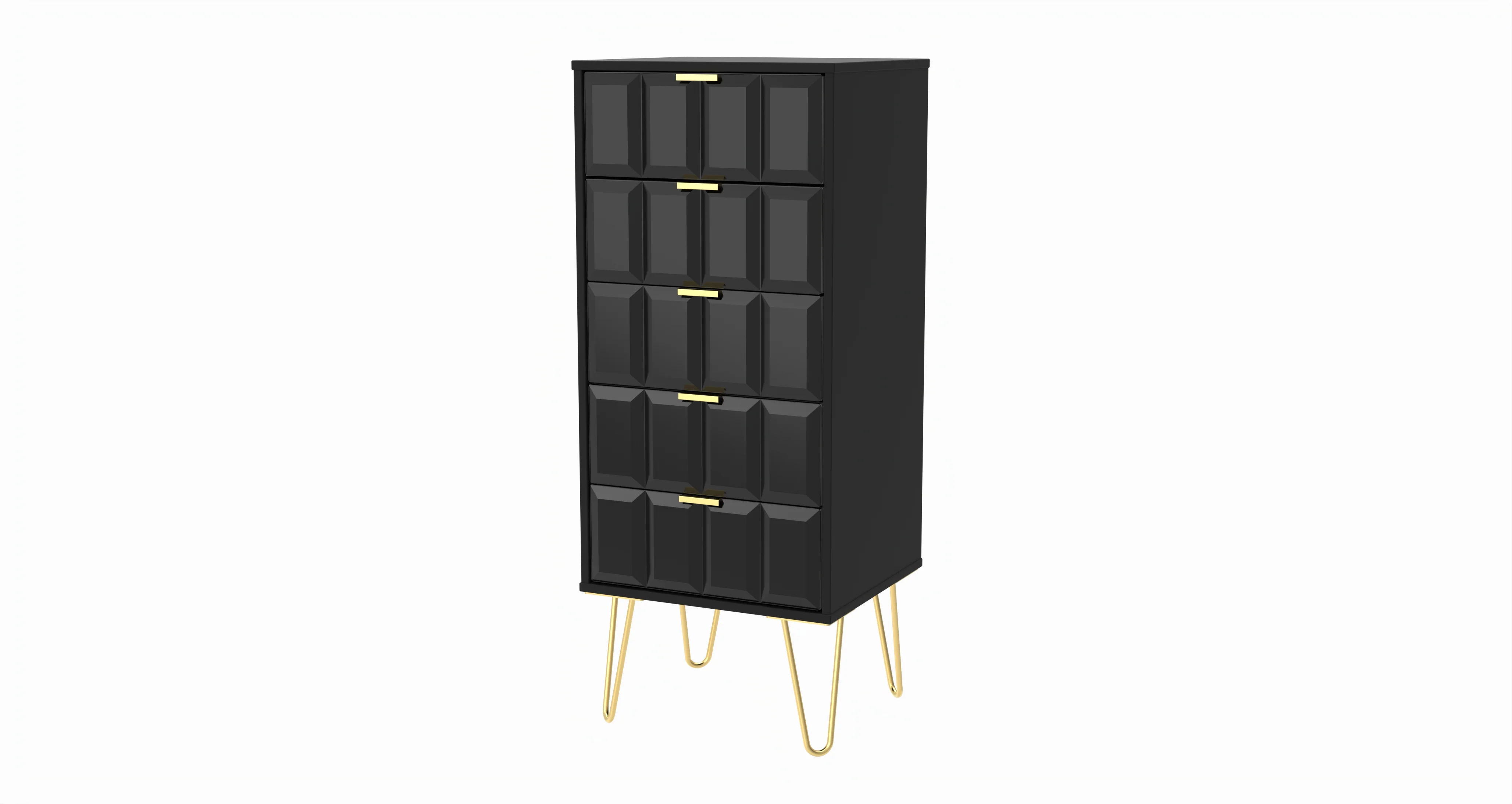 Hanover Ready Assembled 5 Drawer Tallboy in Deep Black & Black Matt - Image 8